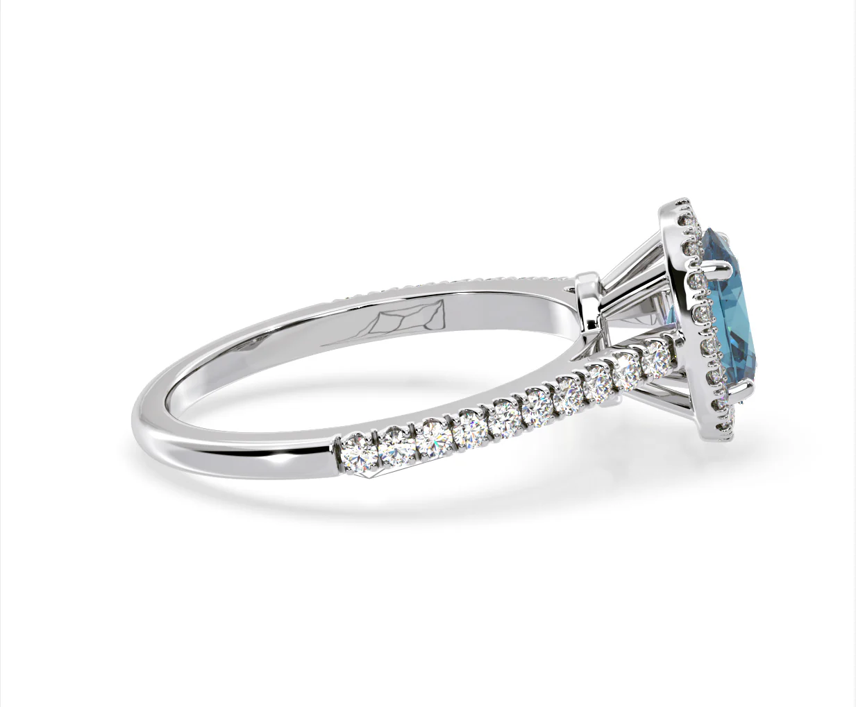 Georgina Blue Lab Diamond Oval Halo 1.60ct Ring in Platinum - Elara Collection - Image 66