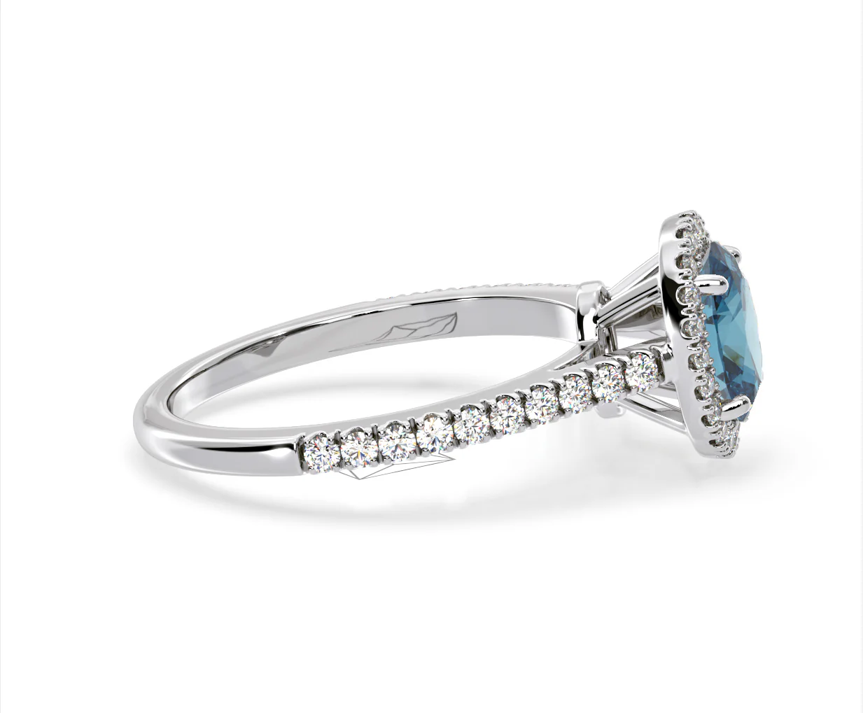 Georgina Blue Lab Diamond Oval Halo 1.60ct Ring in Platinum - Elara Collection - Image 68