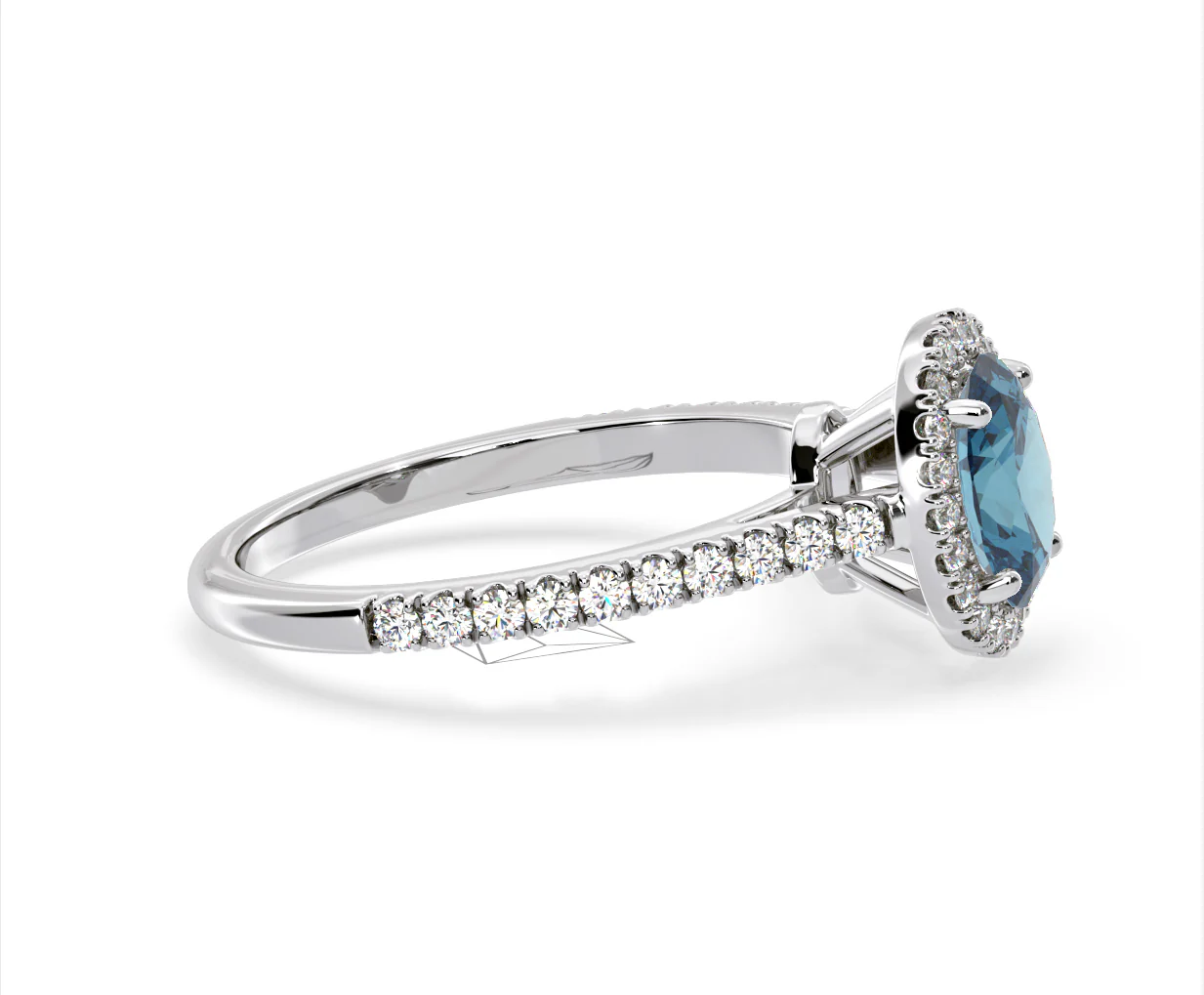 Georgina Blue Lab Diamond Oval Halo 1.60ct Ring in Platinum - Elara Collection - Image 70