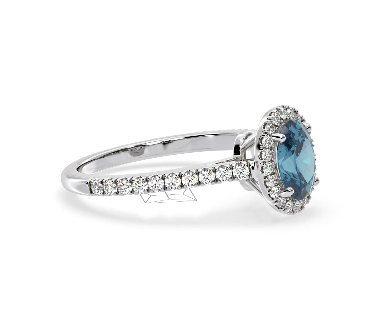 Georgina Blue Lab Diamond Oval Halo 1.60ct Ring in Platinum - Elara Collection - Image 74