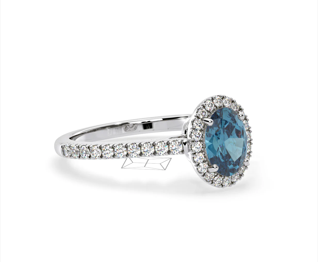 Georgina Blue Lab Diamond Oval Halo 1.60ct Ring in Platinum - Elara Collection - Image 78