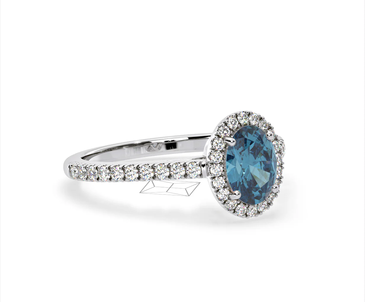 Georgina Blue Lab Diamond Oval Halo 1.60ct Ring in Platinum - Elara Collection - Image 79