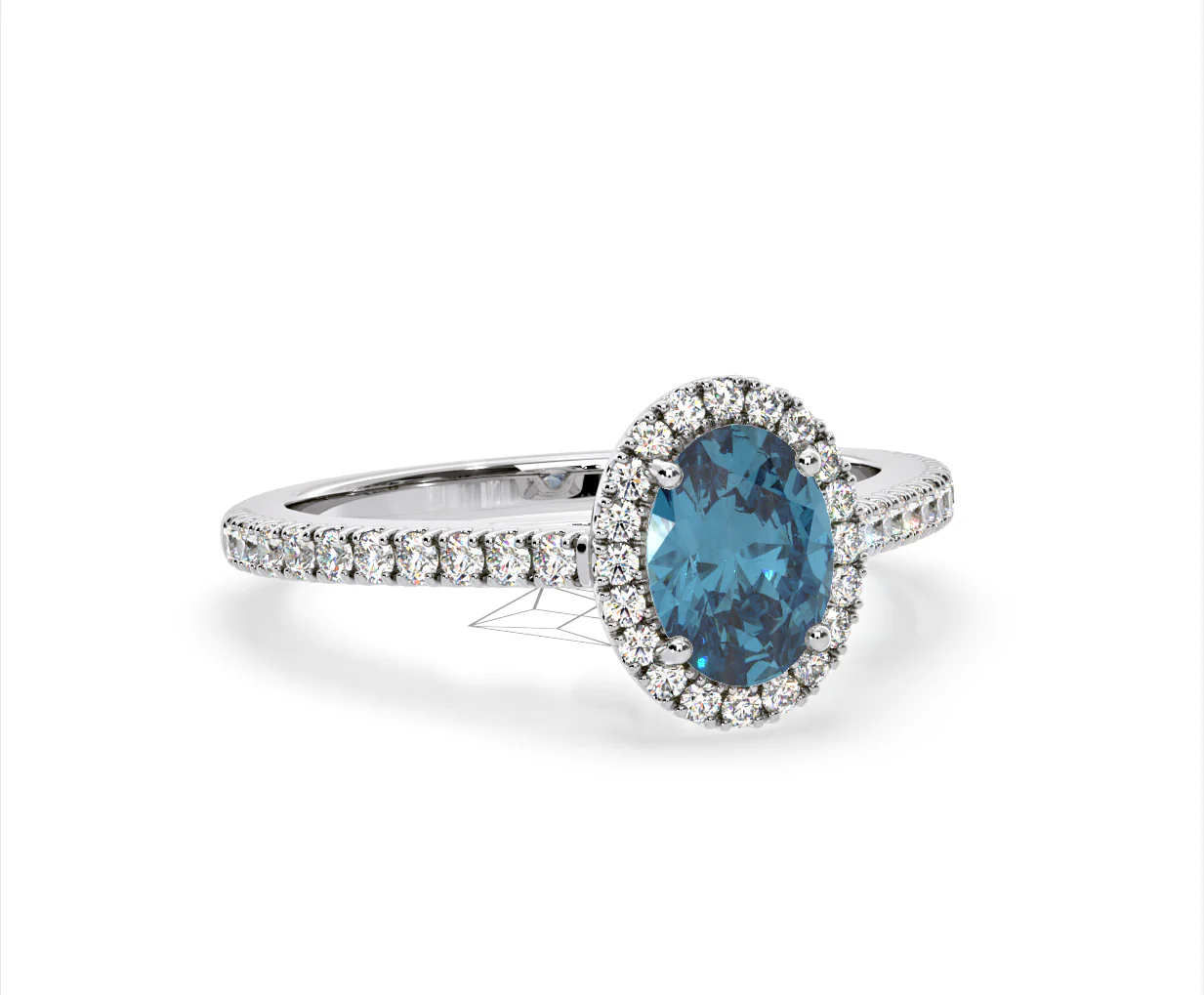 Georgina Blue Lab Diamond Oval Halo 1.60ct Ring in Platinum - Elara Collection - Image 82