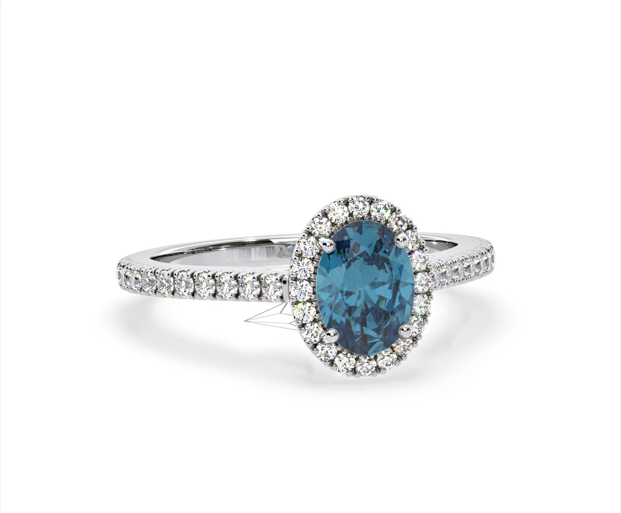 Georgina Blue Lab Diamond Oval Halo 1.60ct Ring in Platinum - Elara Collection - Image 83