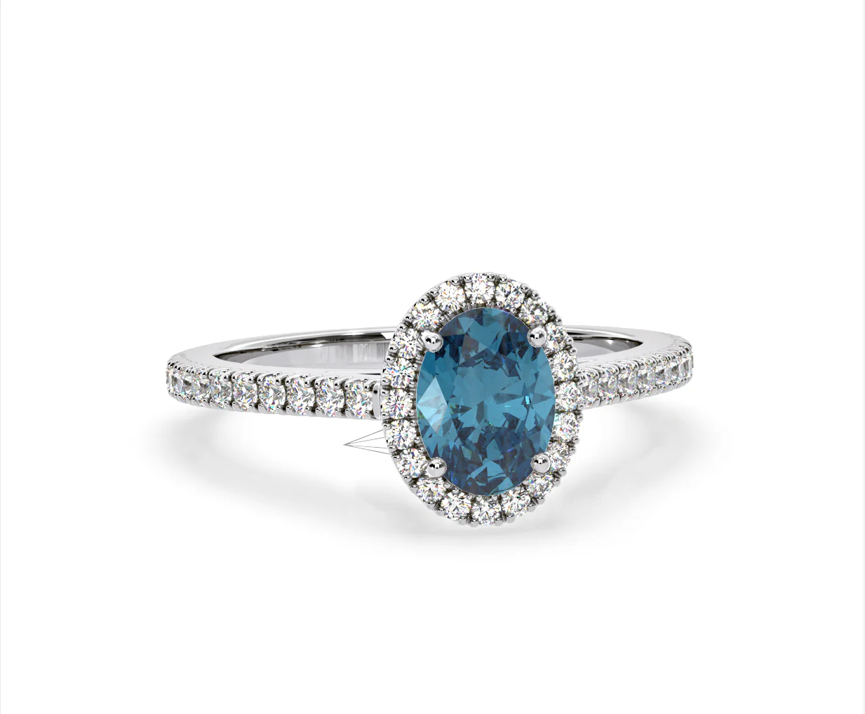 Georgina Blue Lab Diamond Oval Halo 1.60ct Ring in Platinum - Elara Collection - Image 84