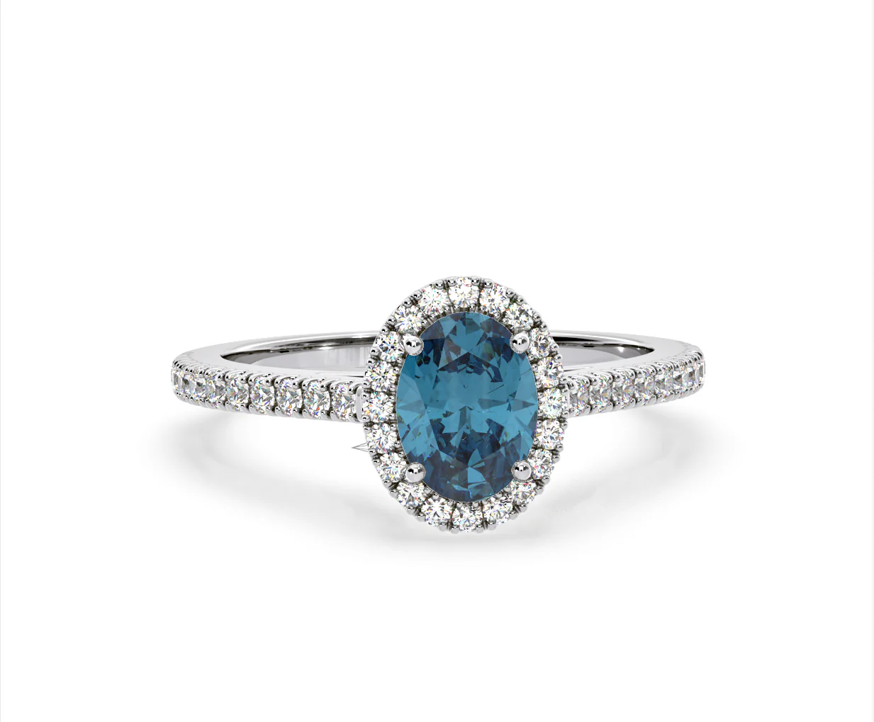 Georgina Blue Lab Diamond Oval Halo 1.60ct Ring in Platinum - Elara Collection - Image 85