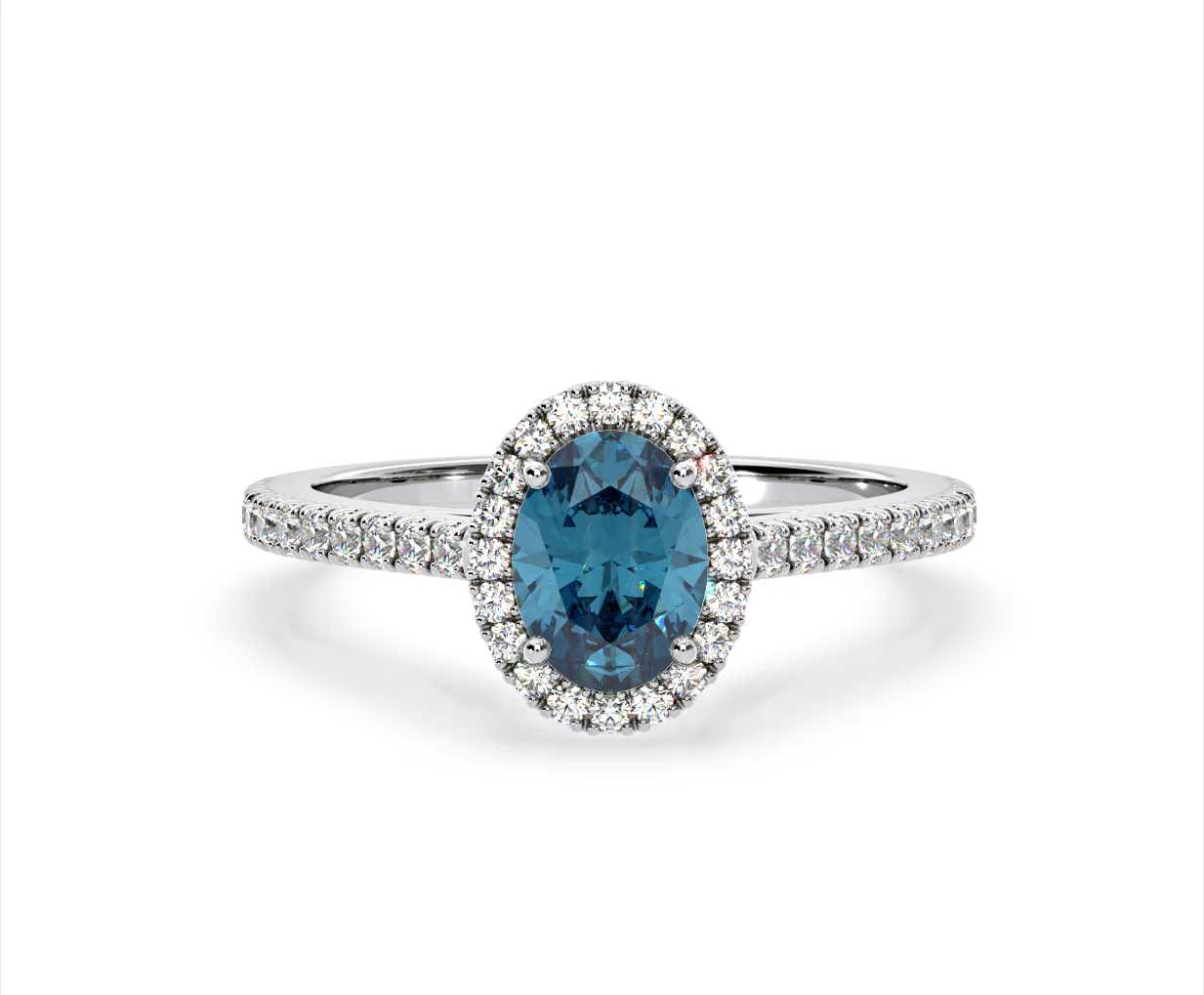 Georgina Blue Lab Diamond Oval Halo 1.60ct Ring in Platinum - Elara Collection - Image 86