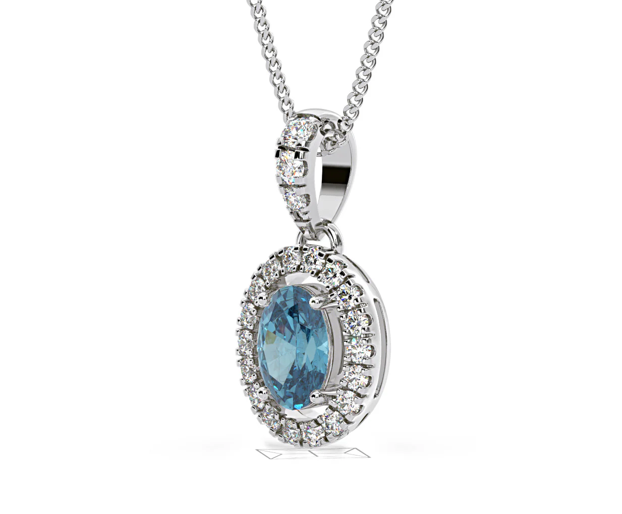 Georgina Blue Lab Diamond Oval Halo Necklace 0.70ct in 18K White Gold - Elara Collection - Image 17