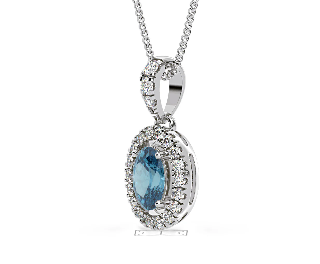 Georgina Blue Lab Diamond Oval Halo Necklace 0.70ct in 18K White Gold - Elara Collection - Image 19
