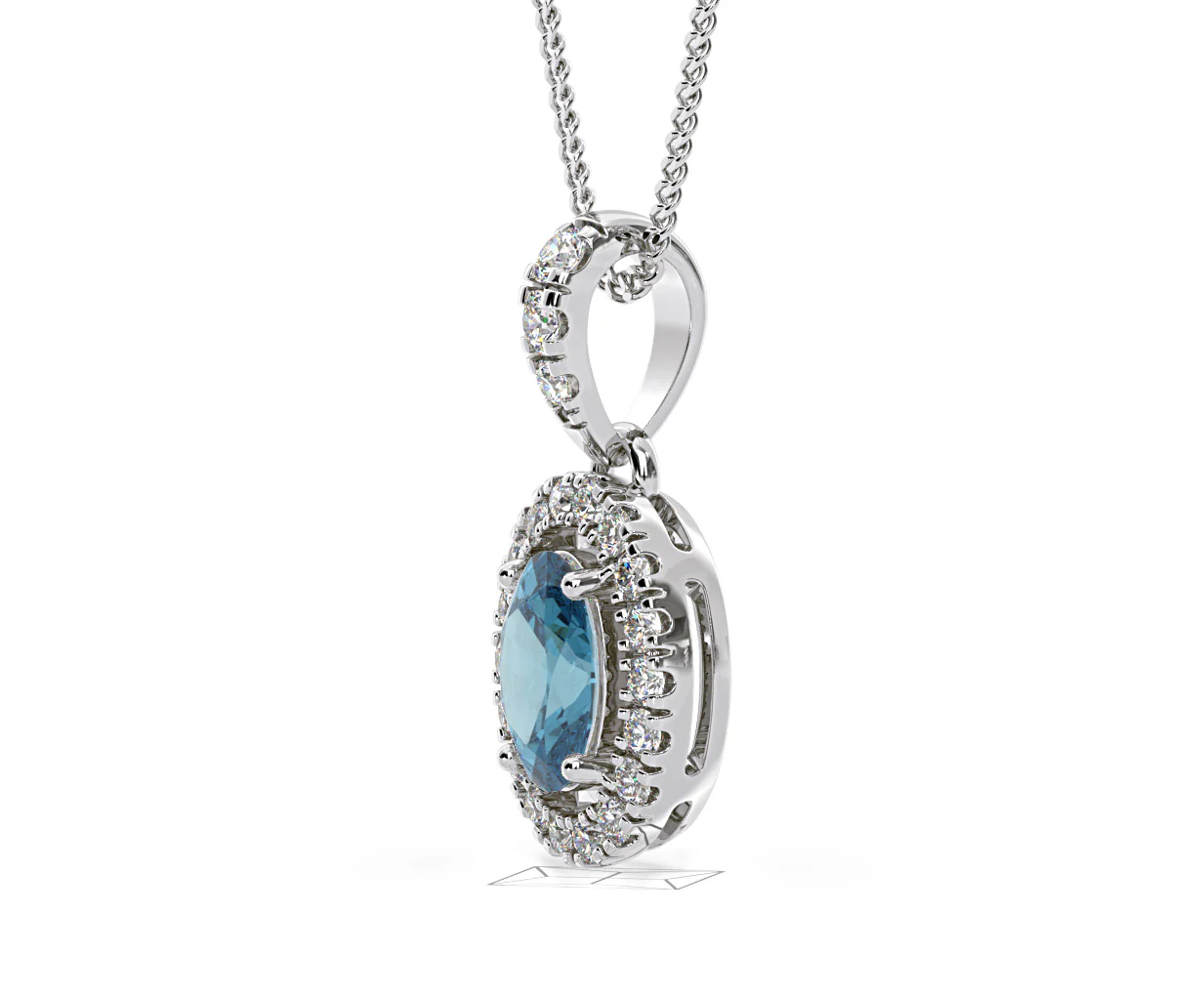 Georgina Blue Lab Diamond Oval Halo Necklace 0.70ct in 18K White Gold - Elara Collection - Image 22