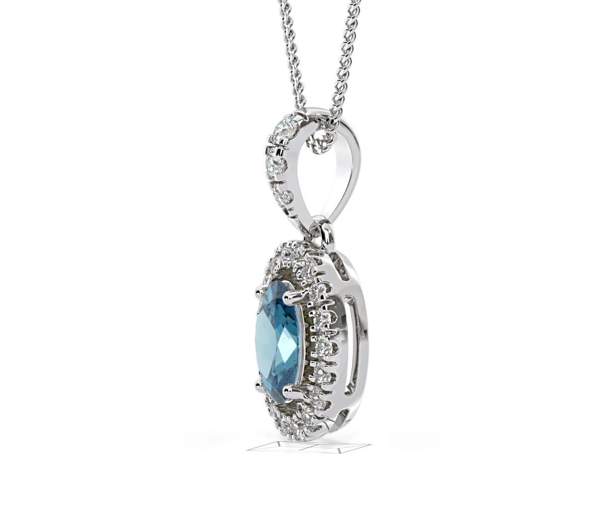 Georgina Blue Lab Diamond Oval Halo Necklace 0.70ct in 18K White Gold - Elara Collection - Image 23