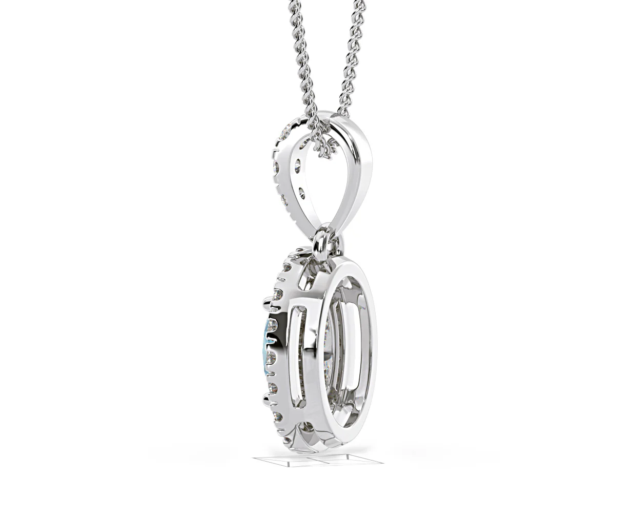 Georgina Blue Lab Diamond Oval Halo Necklace 0.70ct in 18K White Gold - Elara Collection - Image 34