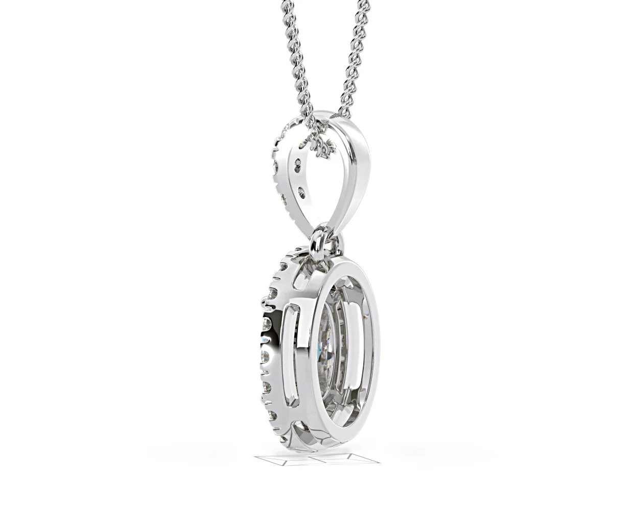 Georgina Blue Lab Diamond Oval Halo Necklace 0.70ct in 18K White Gold - Elara Collection - Image 35