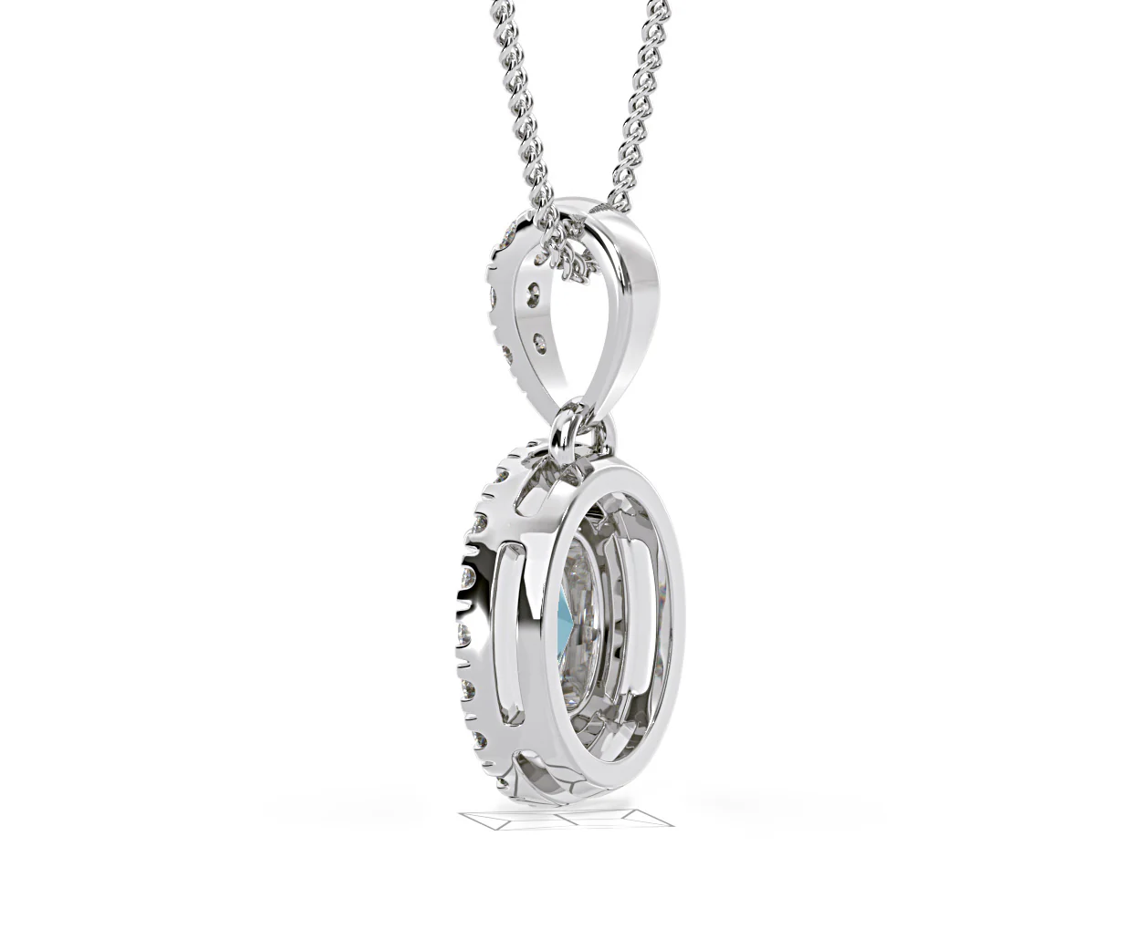 Georgina Blue Lab Diamond Oval Halo Necklace 0.70ct in 18K White Gold - Elara Collection - Image 36