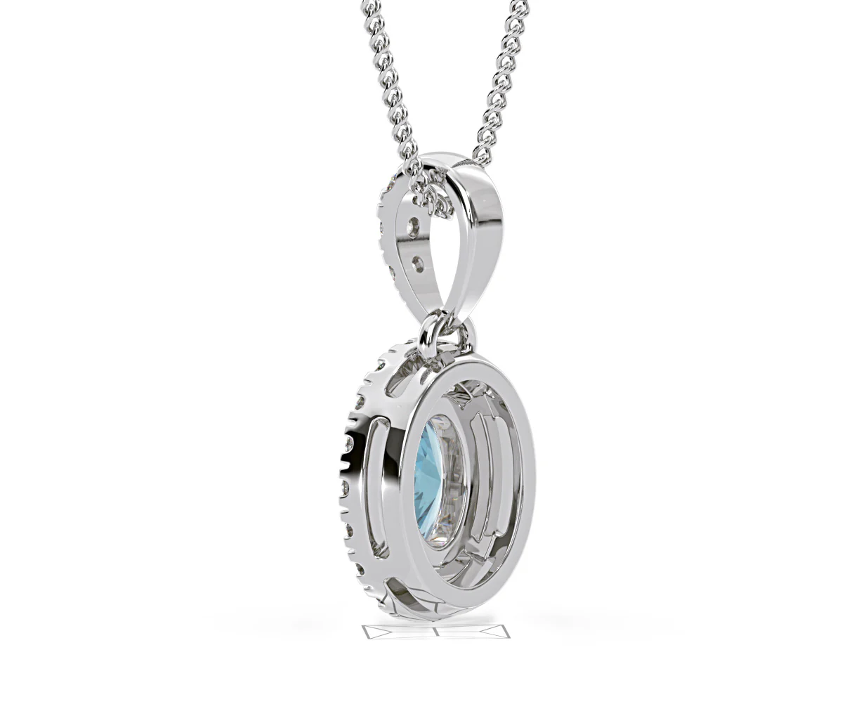 Georgina Blue Lab Diamond Oval Halo Necklace 0.70ct in 18K White Gold - Elara Collection - Image 38