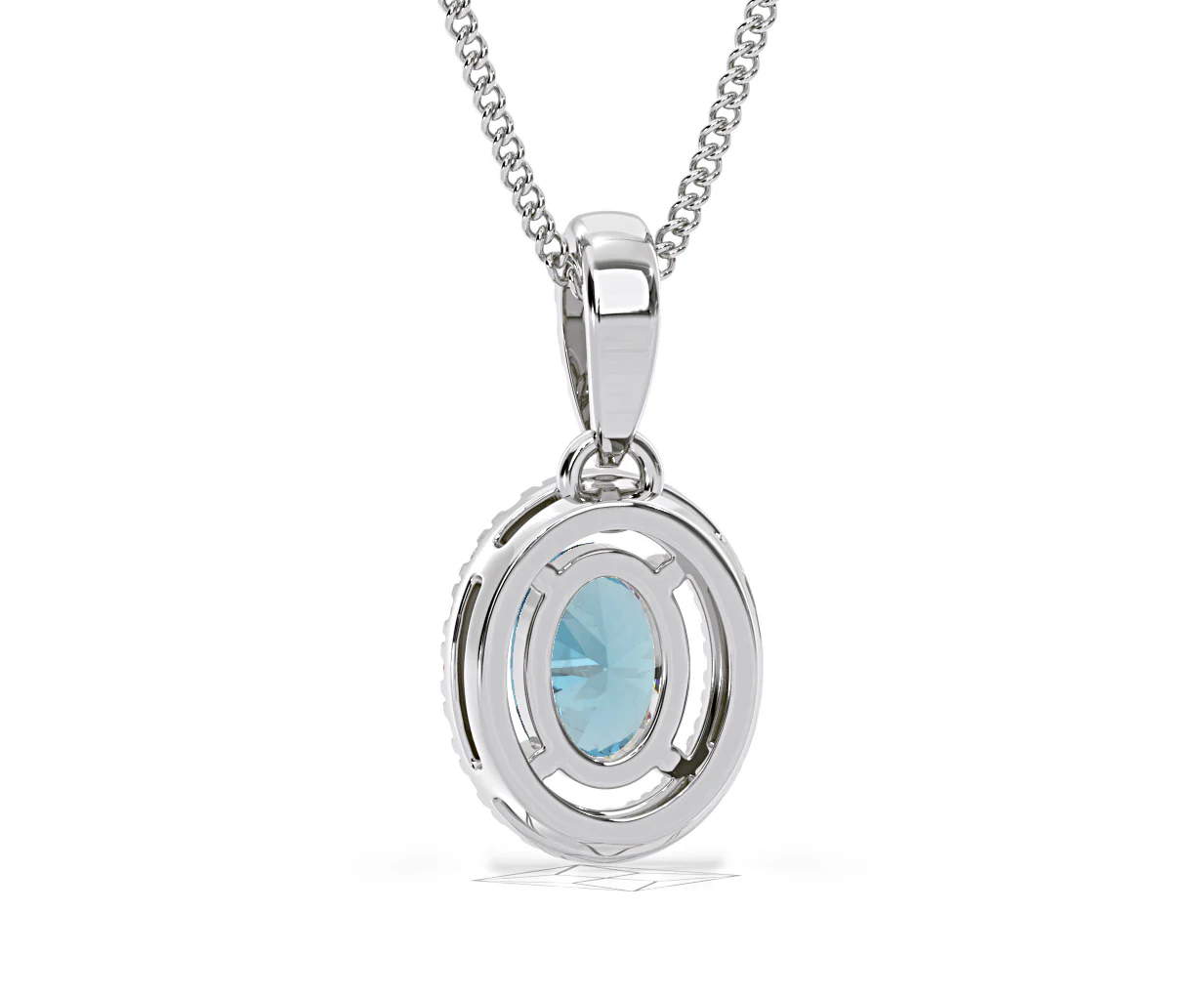 Georgina Blue Lab Diamond Oval Halo Necklace 0.70ct in 18K White Gold - Elara Collection - Image 46