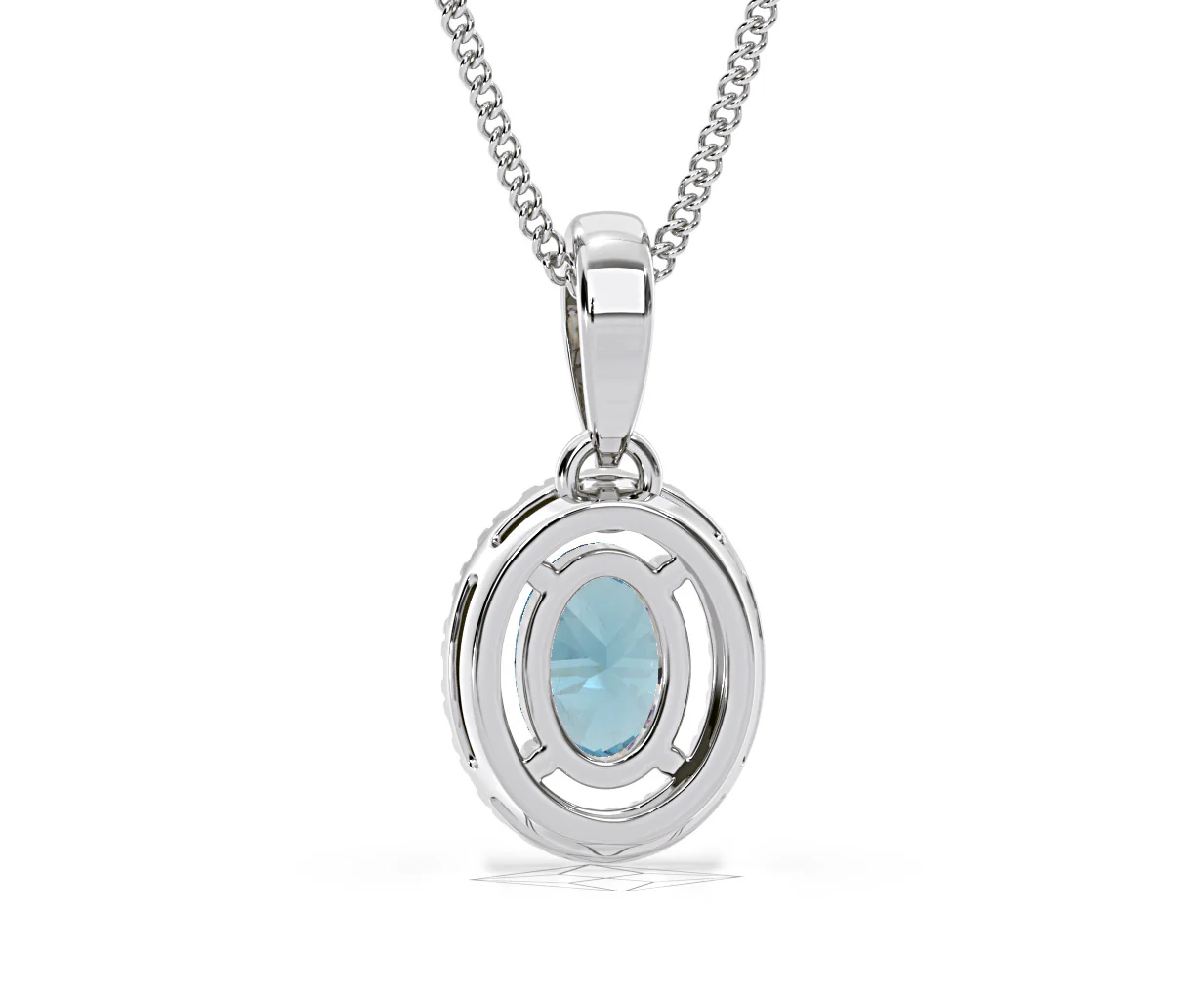 Georgina Blue Lab Diamond Oval Halo Necklace 0.70ct in 18K White Gold - Elara Collection - Image 47