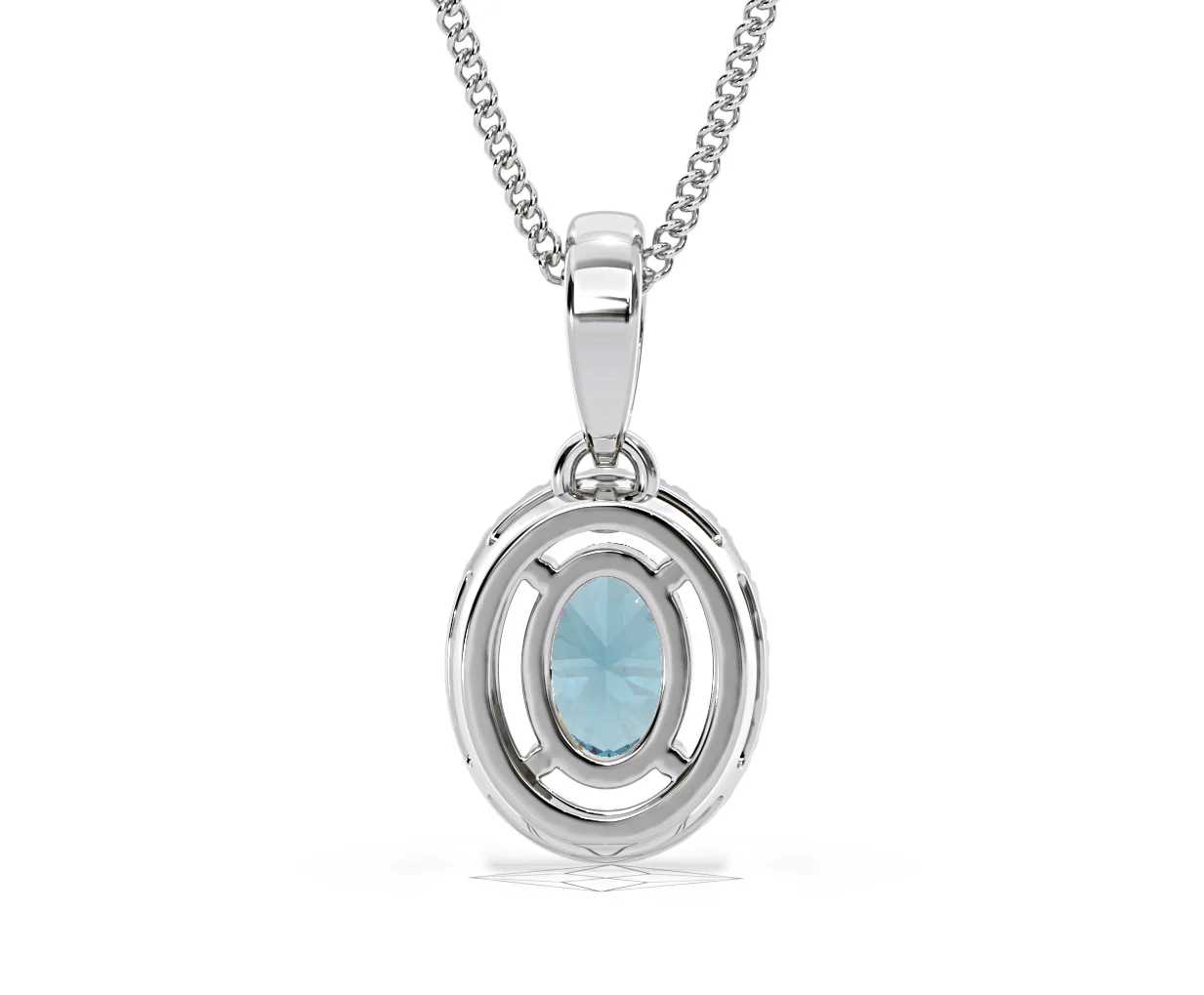 Georgina Blue Lab Diamond Oval Halo Necklace 0.70ct in 18K White Gold - Elara Collection - Image 49