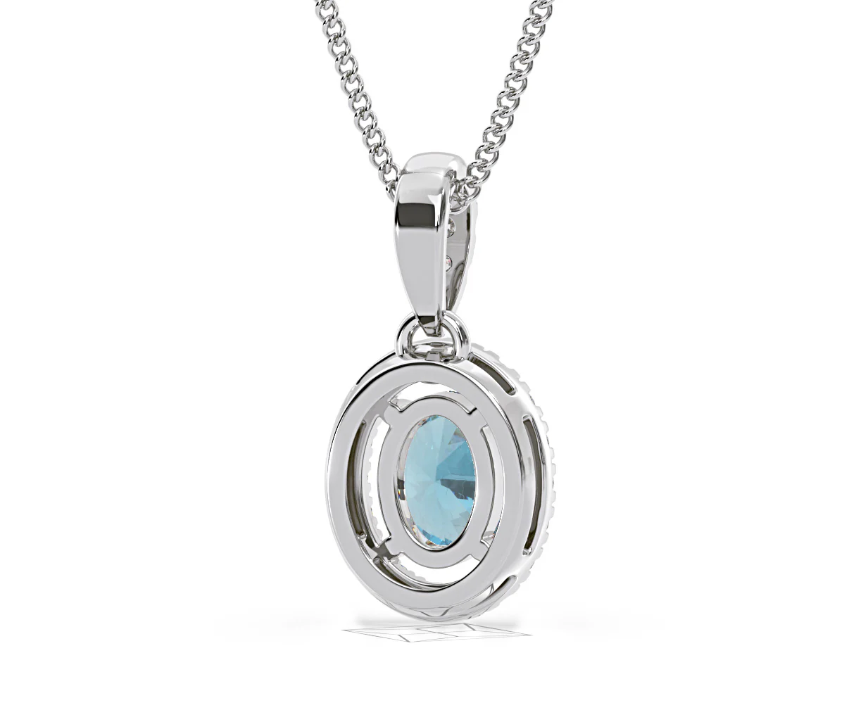 Georgina Blue Lab Diamond Oval Halo Necklace 0.70ct in 18K White Gold - Elara Collection - Image 52