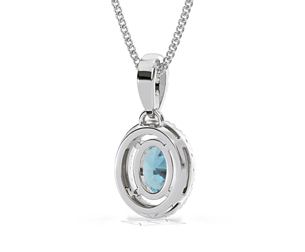 Georgina Blue Lab Diamond Oval Halo Necklace 0.70ct in 18K White Gold - Elara Collection - Image 53