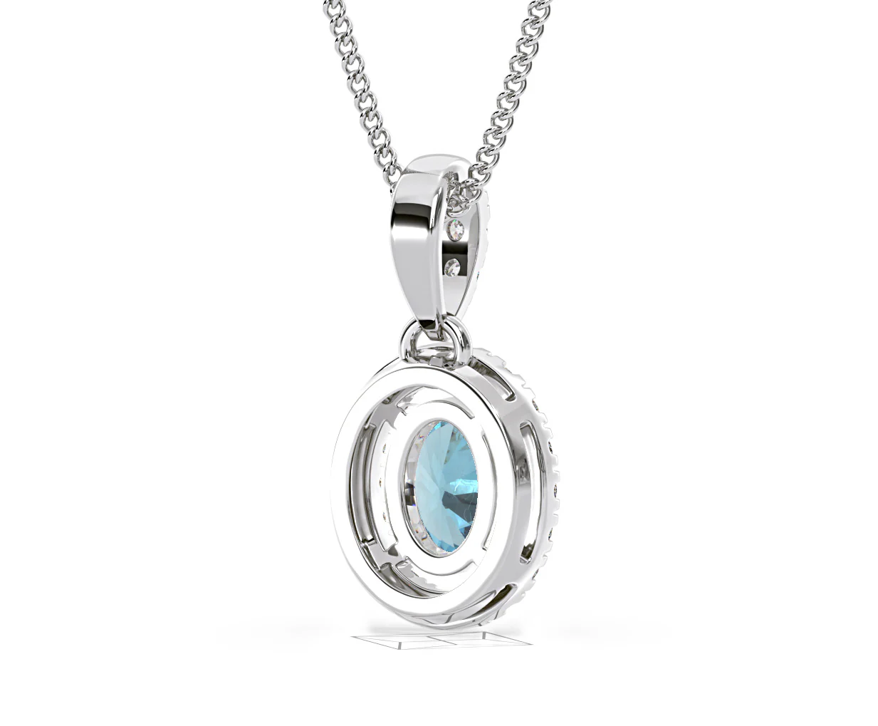 Georgina Blue Lab Diamond Oval Halo Necklace 0.70ct in 18K White Gold - Elara Collection - Image 54