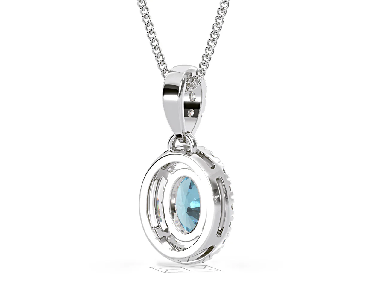 Georgina Blue Lab Diamond Oval Halo Necklace 0.70ct in 18K White Gold - Elara Collection - Image 55