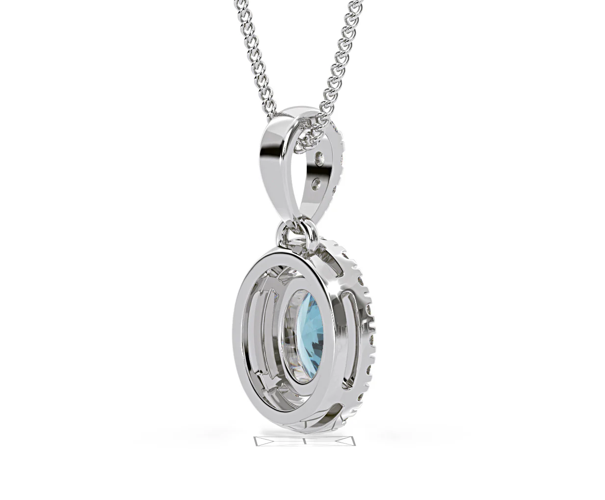 Georgina Blue Lab Diamond Oval Halo Necklace 0.70ct in 18K White Gold - Elara Collection - Image 58