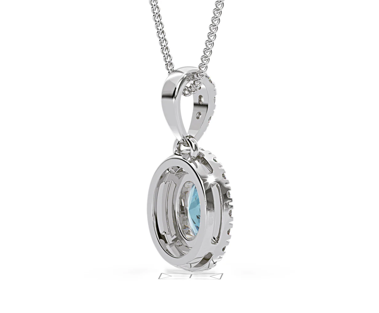 Georgina Blue Lab Diamond Oval Halo Necklace 0.70ct in 18K White Gold - Elara Collection - Image 59