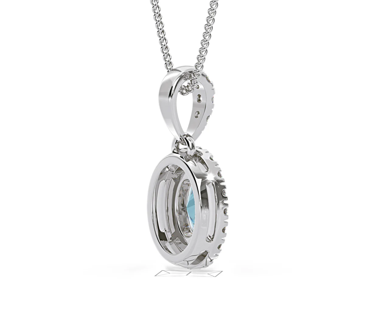 Georgina Blue Lab Diamond Oval Halo Necklace 0.70ct in 18K White Gold - Elara Collection - Image 60