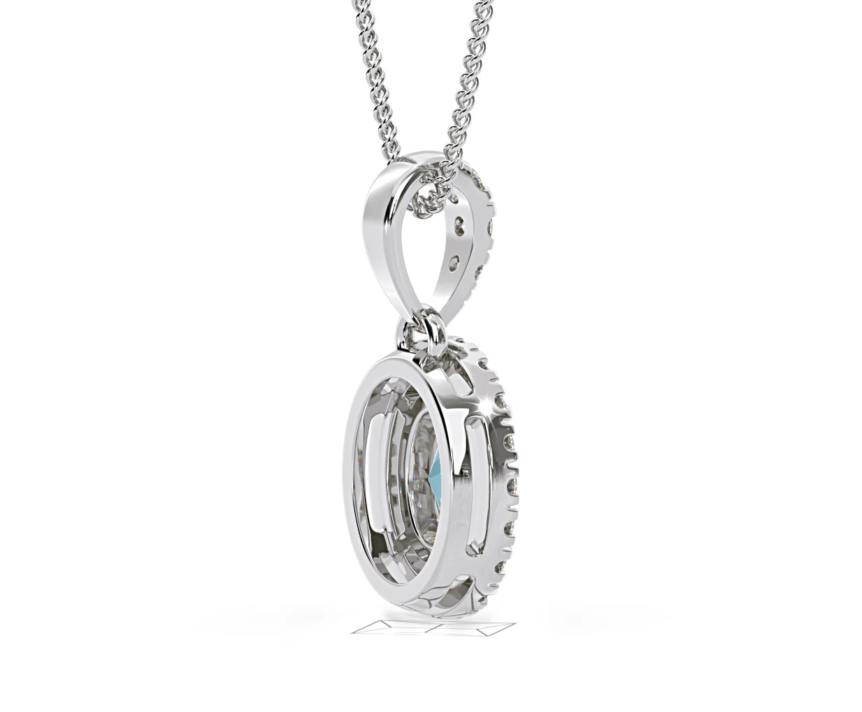 Georgina Blue Lab Diamond Oval Halo Necklace 0.70ct in 18K White Gold - Elara Collection - Image 61