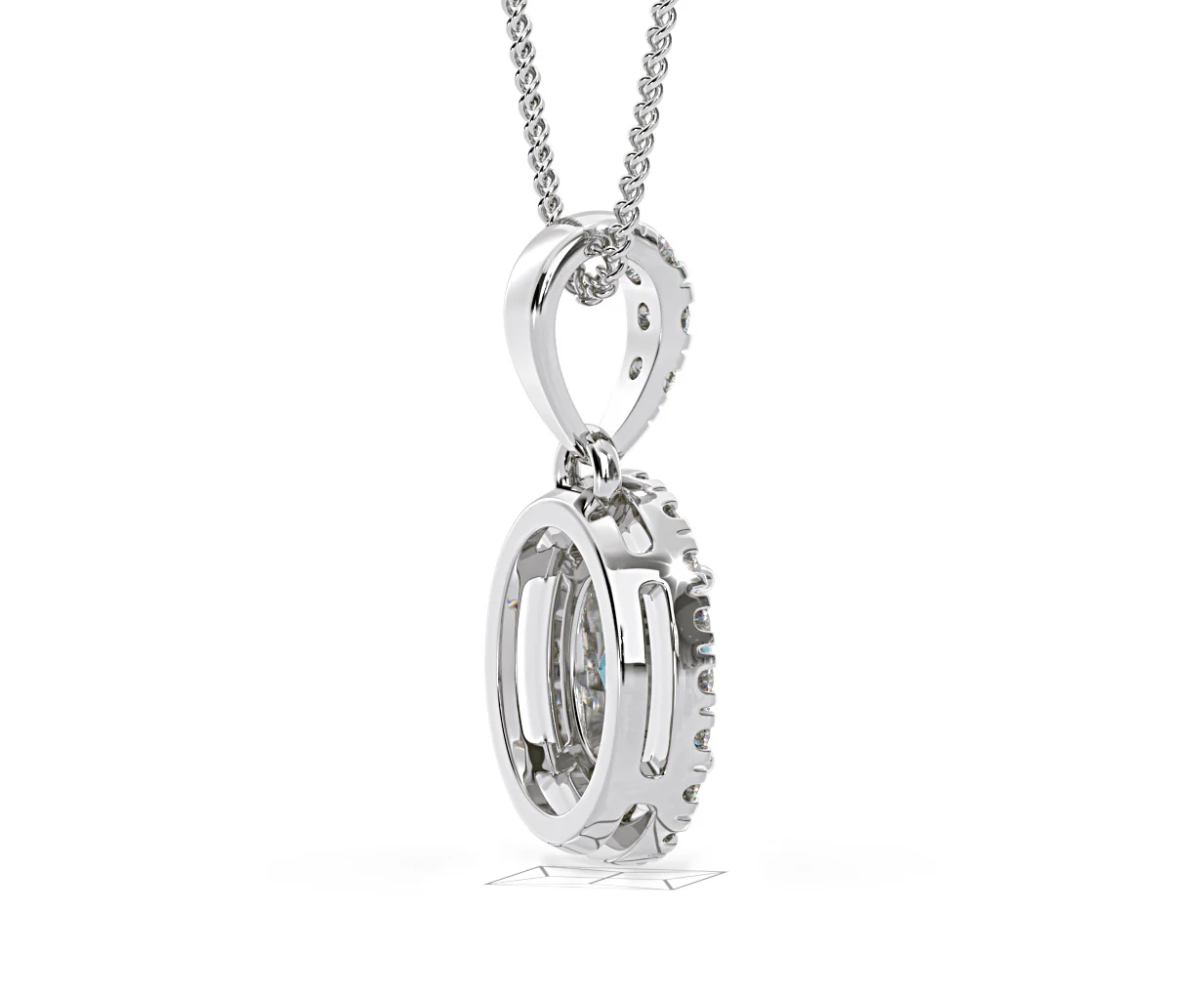 Georgina Blue Lab Diamond Oval Halo Necklace 0.70ct in 18K White Gold - Elara Collection - Image 62
