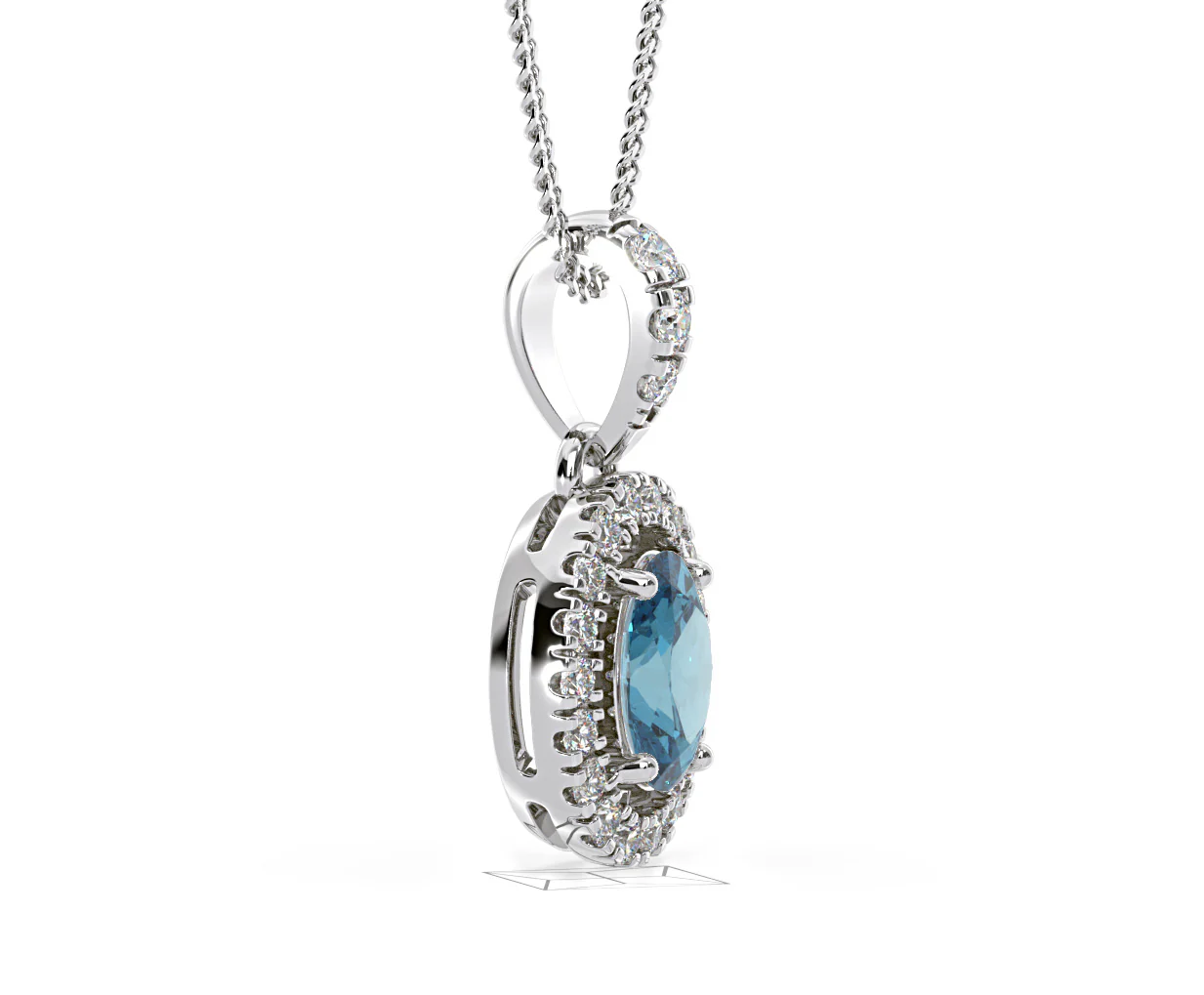 Georgina Blue Lab Diamond Oval Halo Necklace 0.70ct in 18K White Gold - Elara Collection - Image 74