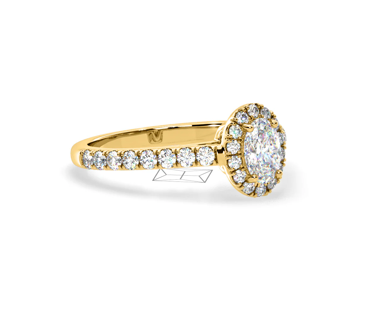 Georgina Lab Oval Diamond Halo Engagement Ring 18K Gold 1.00ct F/VS1 - Image 159