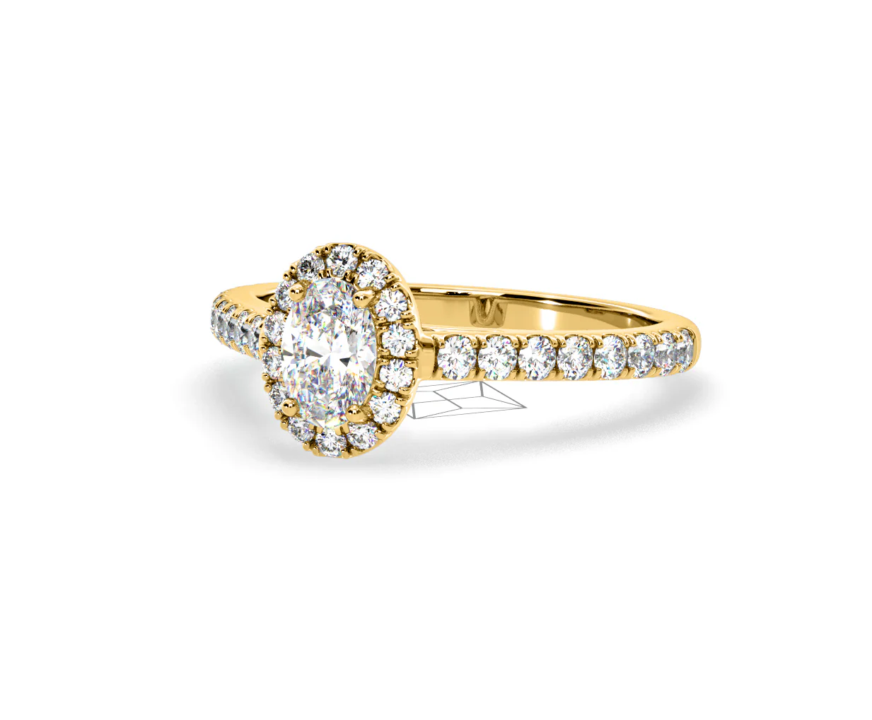 Georgina Lab Oval Diamond Halo Engagement Ring 18K Gold 1.00ct F/VS1 - Image 93