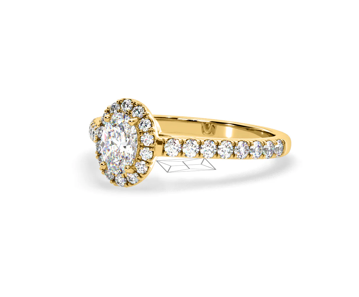Georgina Lab Oval Diamond Halo Engagement Ring 18K Gold 1.00ct F/VS1 - Image 95