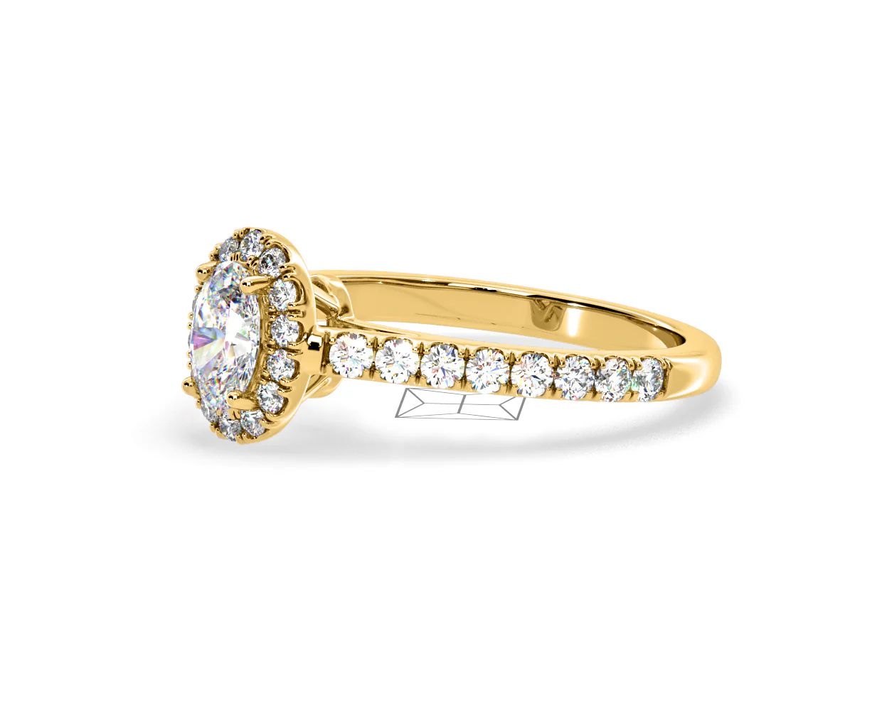 Georgina Lab Oval Diamond Halo Engagement Ring 18K Gold 1.00ct F/VS1 - Image 99