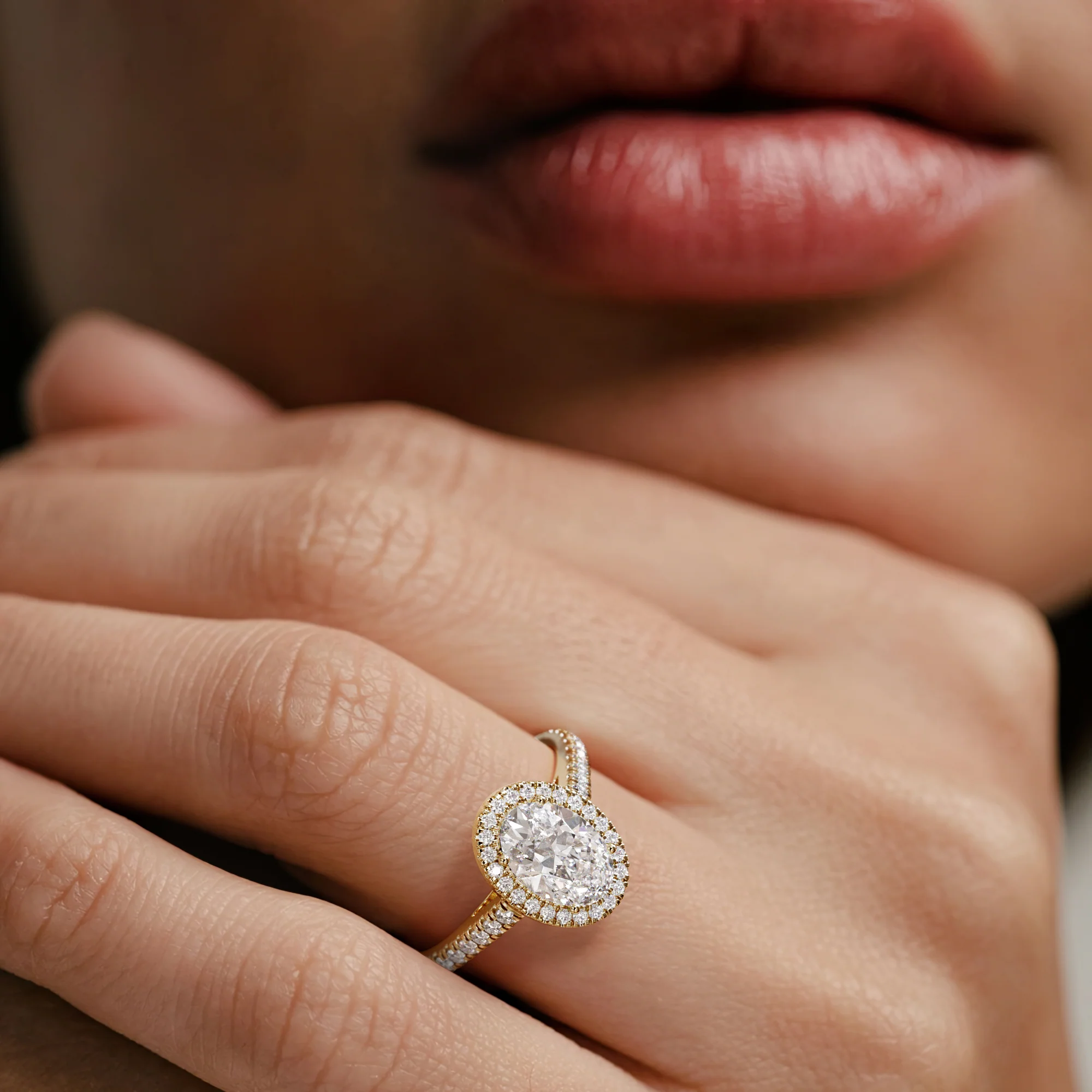 Georgina Lab Oval Diamond Halo Engagement Ring 18K Gold 2.05ct F/VS1 - Image 2