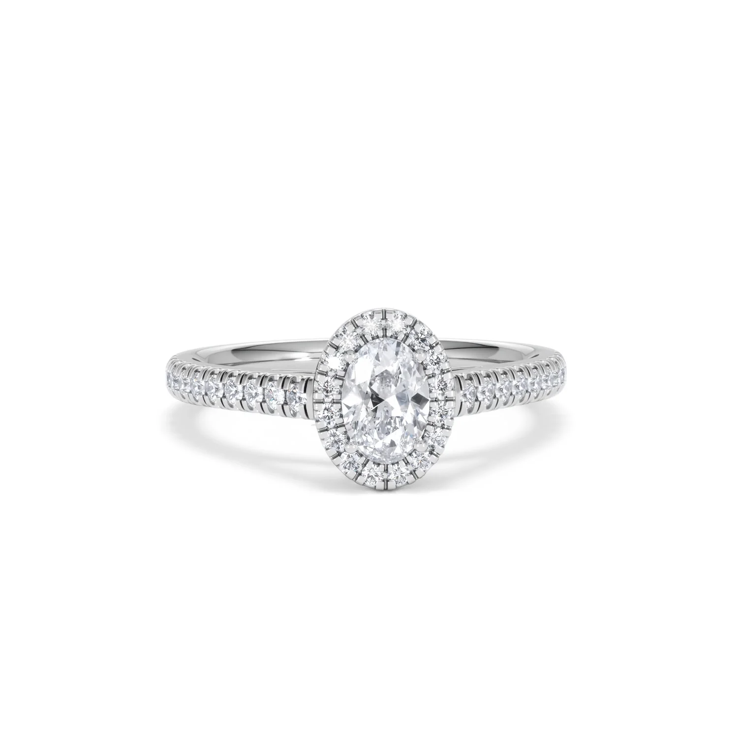 Georgina Lab Oval Diamond Halo Engagement Ring 18K White Gold 1.00ct F/VS1 - Image 11