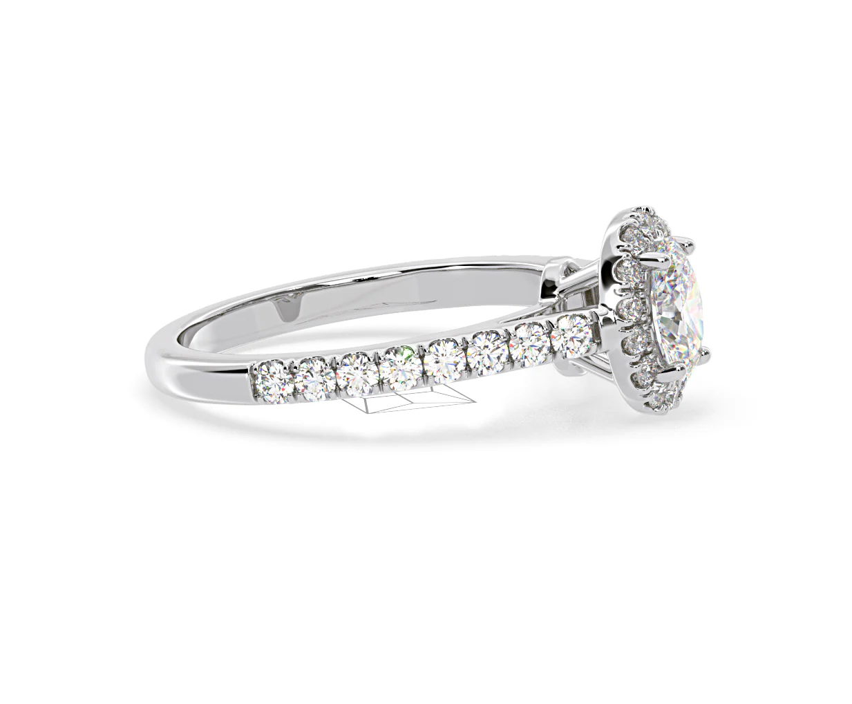 Georgina Lab Oval Diamond Halo Engagement Ring 18K White Gold 1.00ct F/VS1 - Image 154