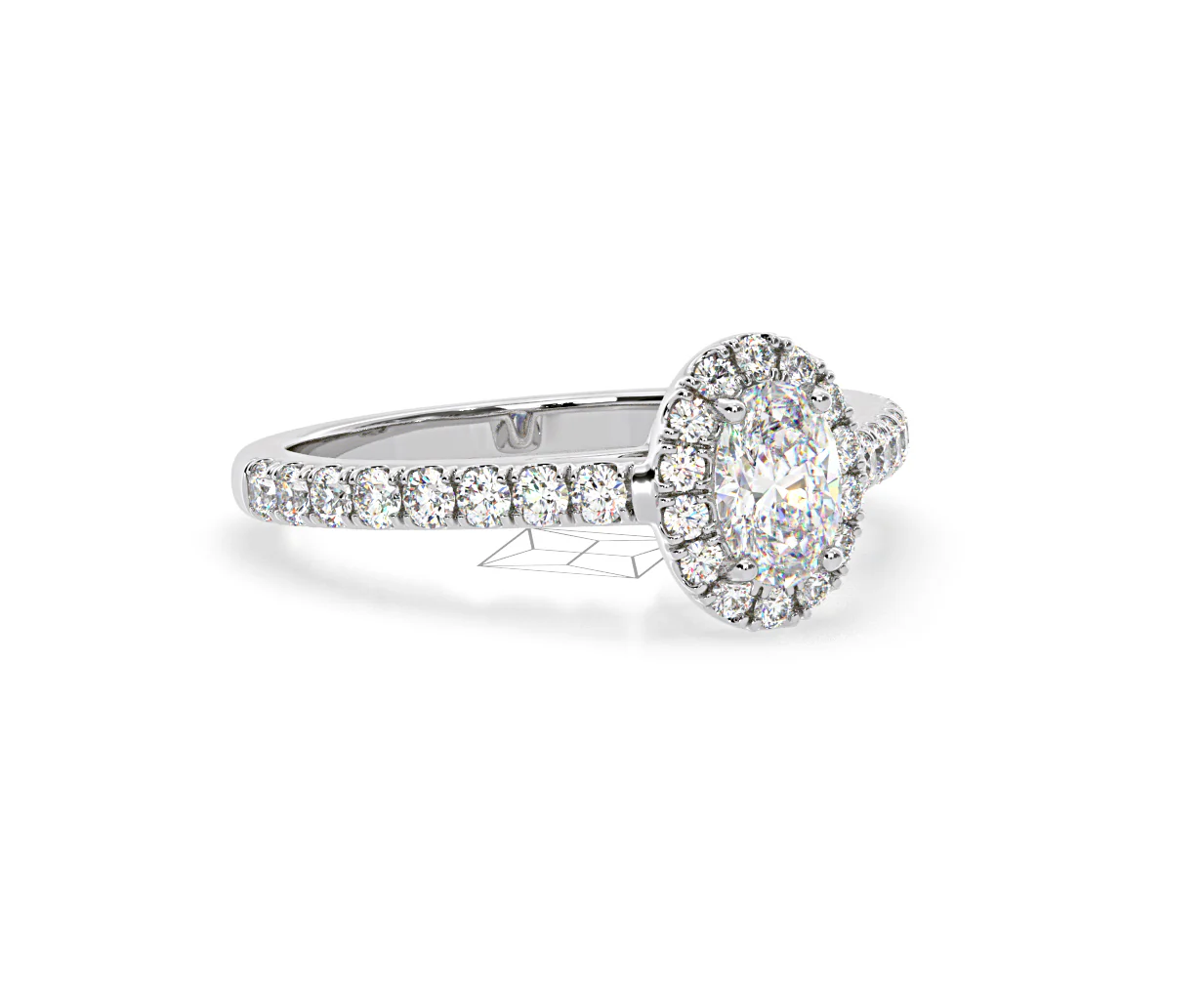 Georgina Lab Oval Diamond Halo Engagement Ring 18K White Gold 1.00ct F/VS1 - Image 163
