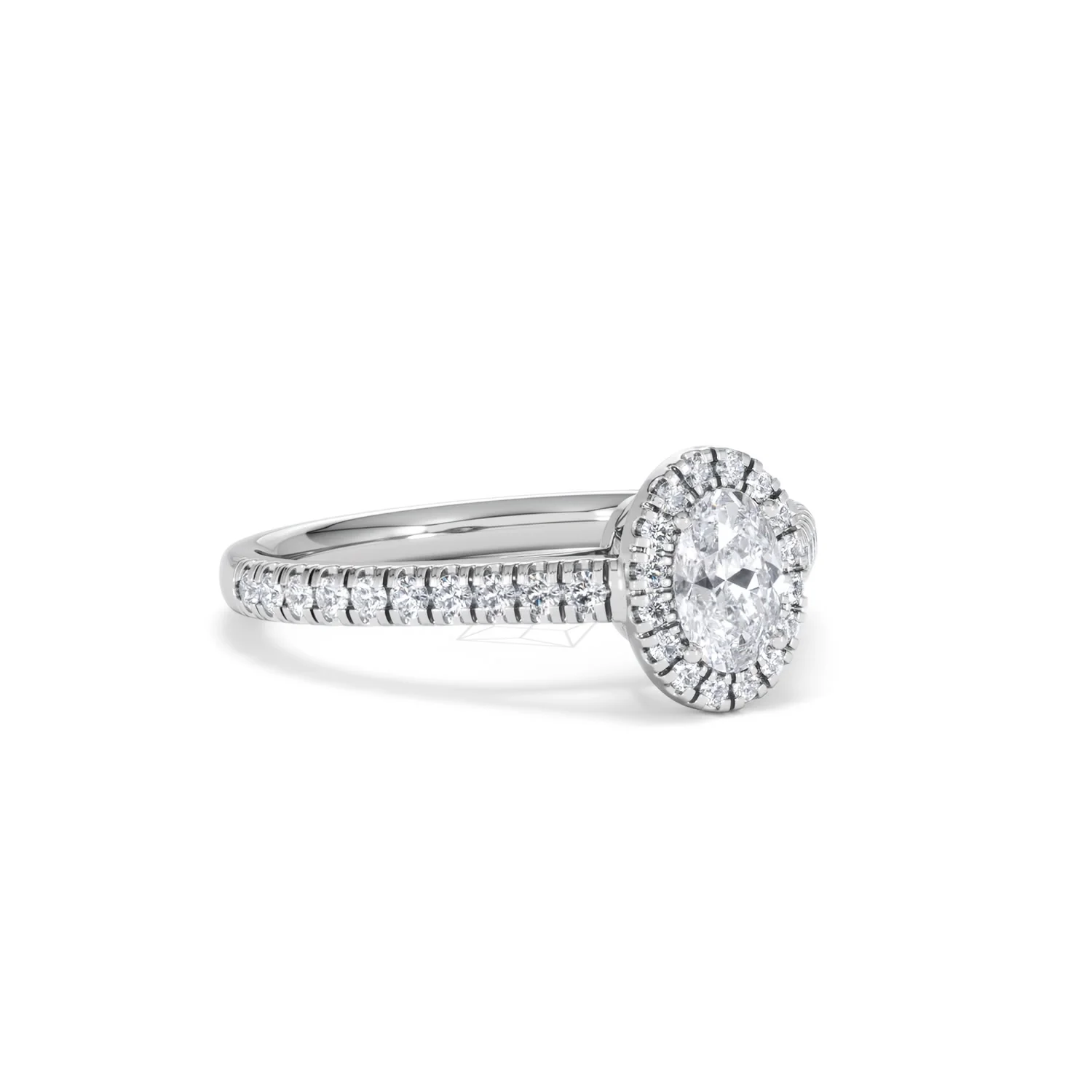 Georgina Lab Oval Diamond Halo Engagement Ring 18K White Gold 1.00ct F/VS1 - Image 17