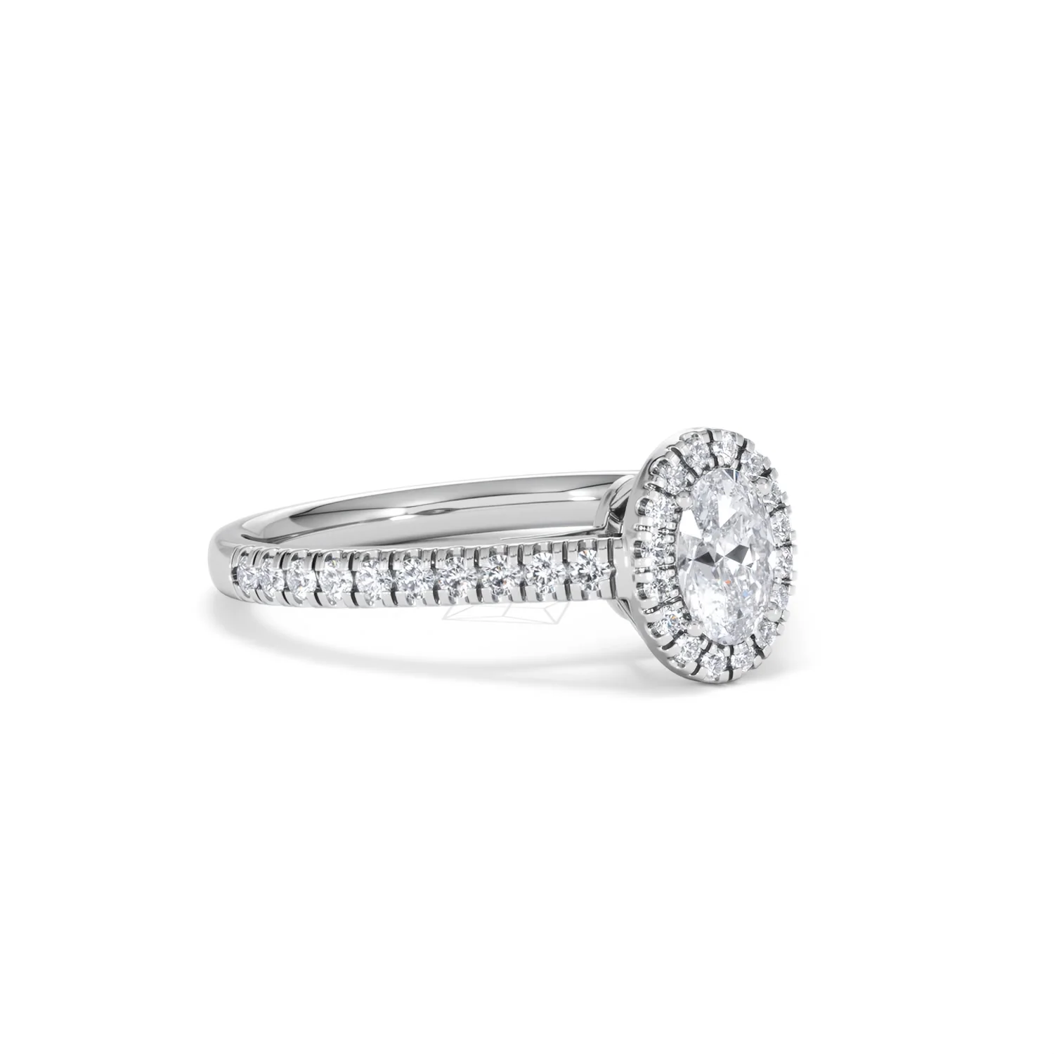 Georgina Lab Oval Diamond Halo Engagement Ring 18K White Gold 1.00ct F/VS1 - Image 18