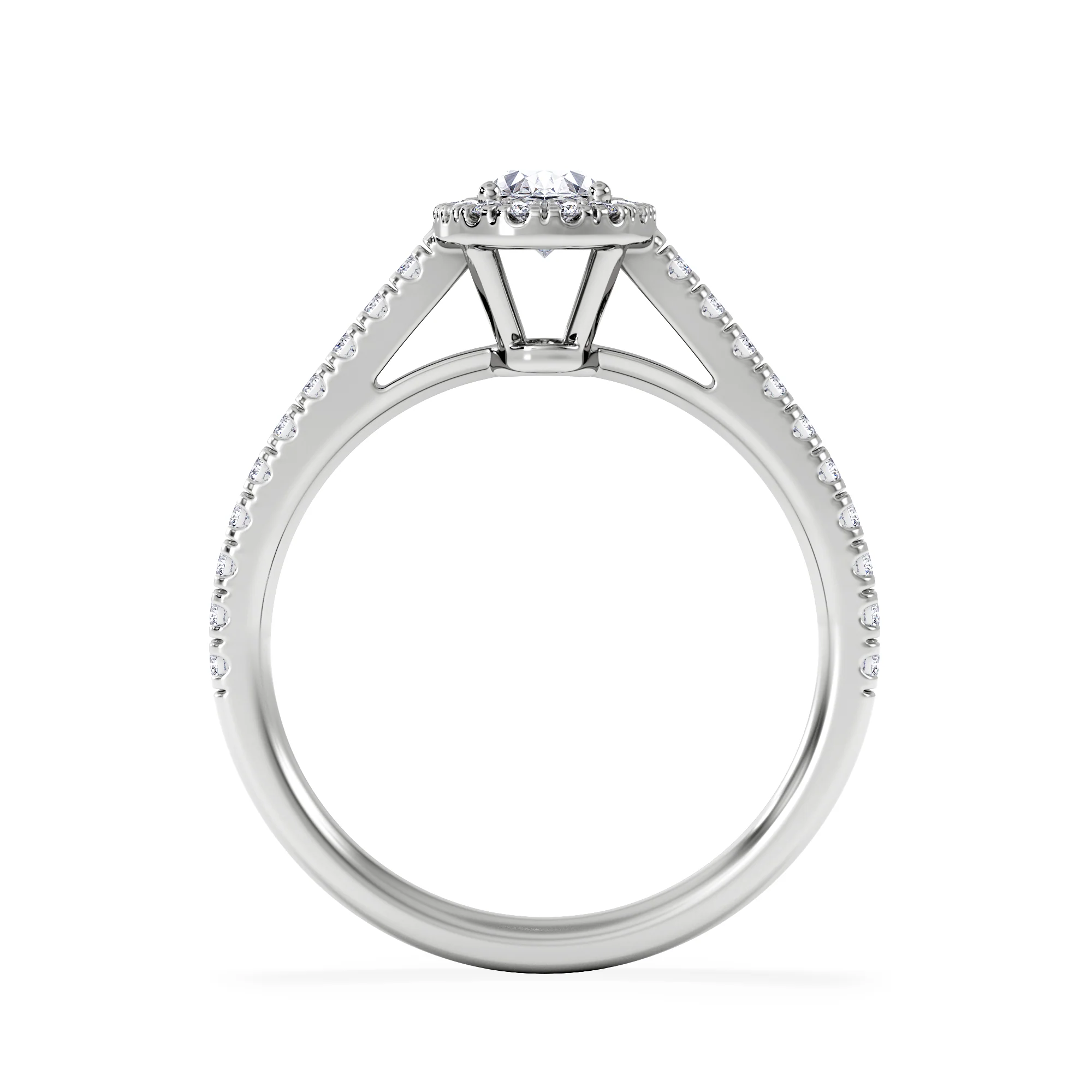 Georgina Lab Oval Diamond Halo Engagement Ring 18K White Gold 1.00ct F/VS1 - Image 3