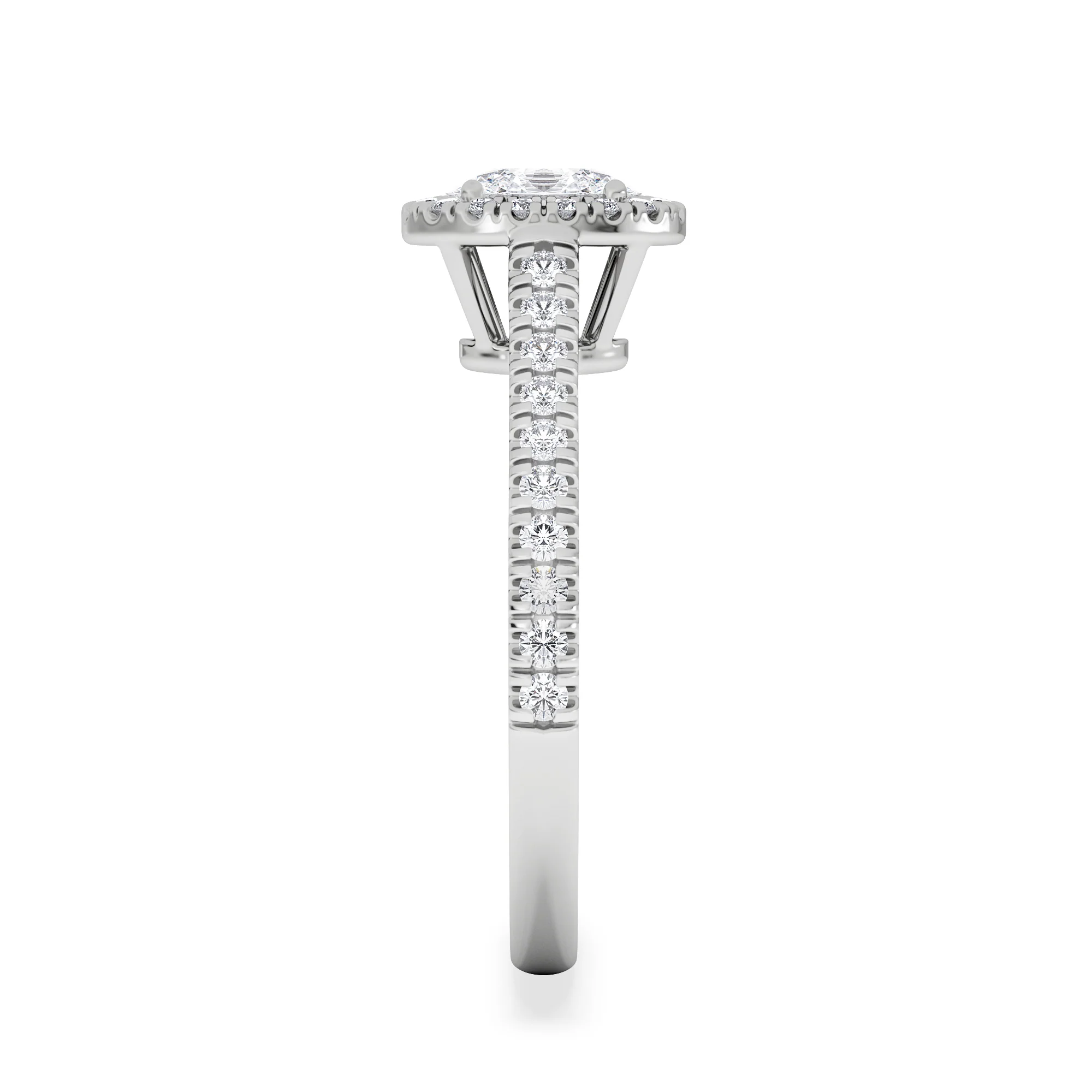 Georgina Lab Oval Diamond Halo Engagement Ring 18K White Gold 1.00ct F/VS1 - Image 5