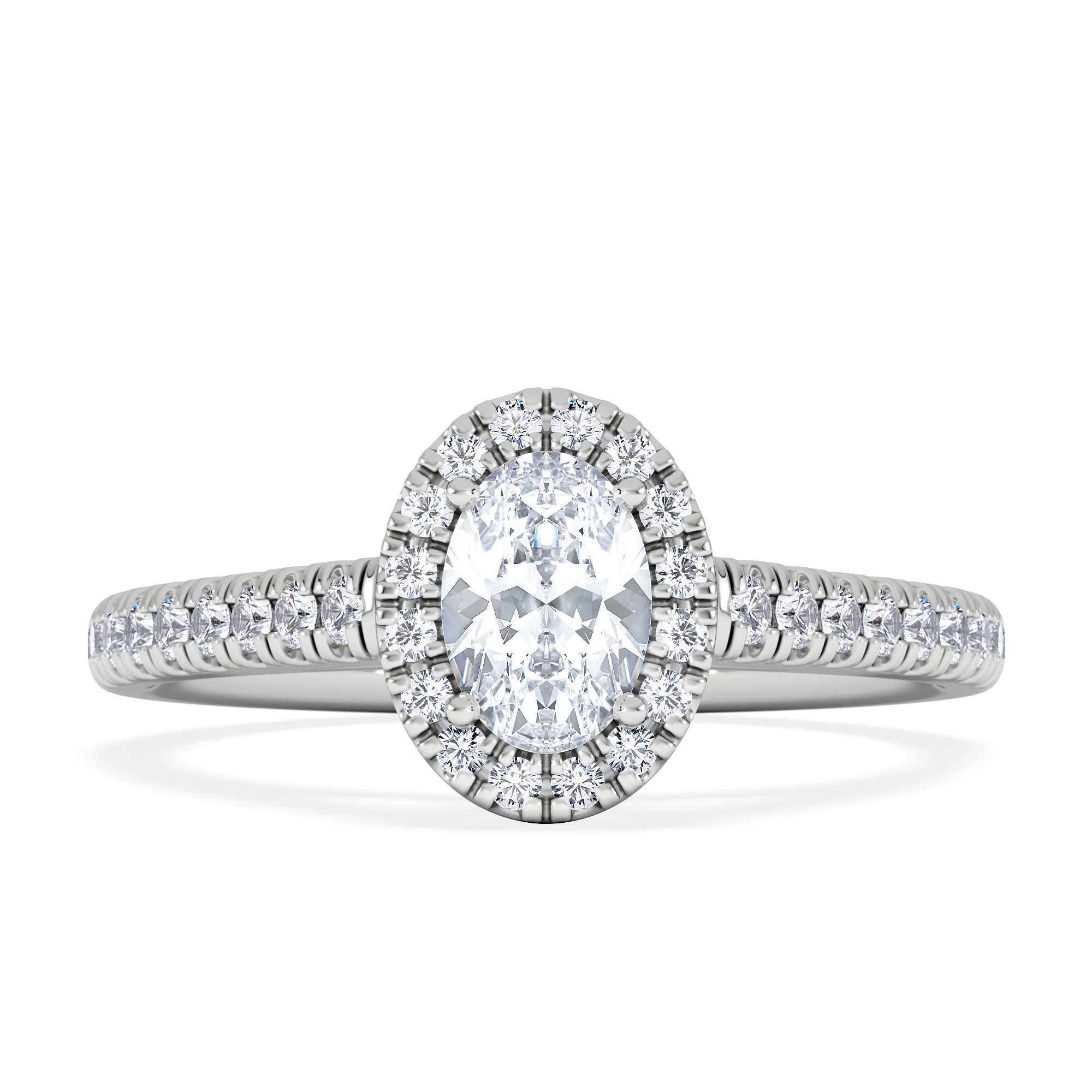 Georgina Lab Oval Diamond Halo Engagement Ring 18K White Gold 1.00ct F/VS1 - Image 7