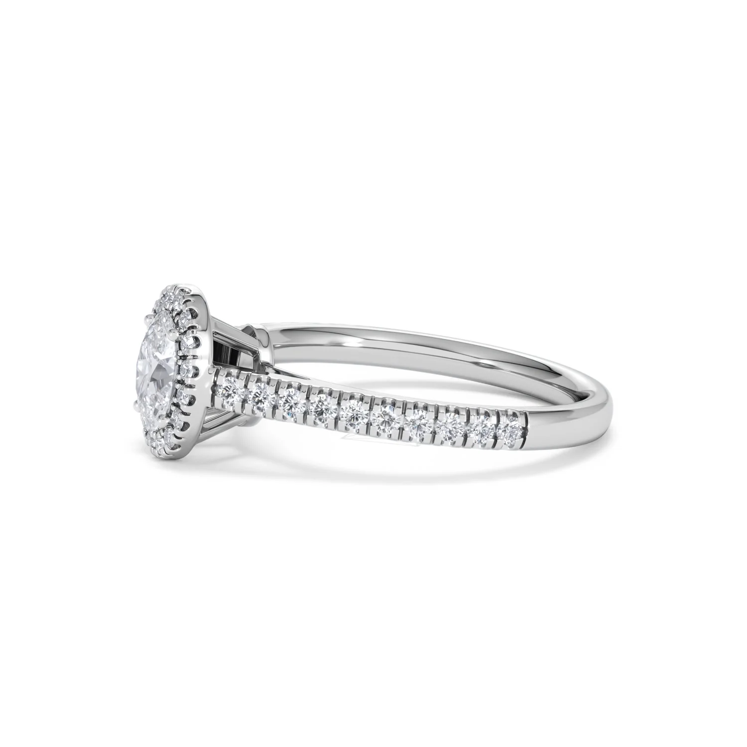 Georgina Lab Oval Diamond Halo Engagement Ring 18K White Gold 1.00ct F/VS1 - Image 75