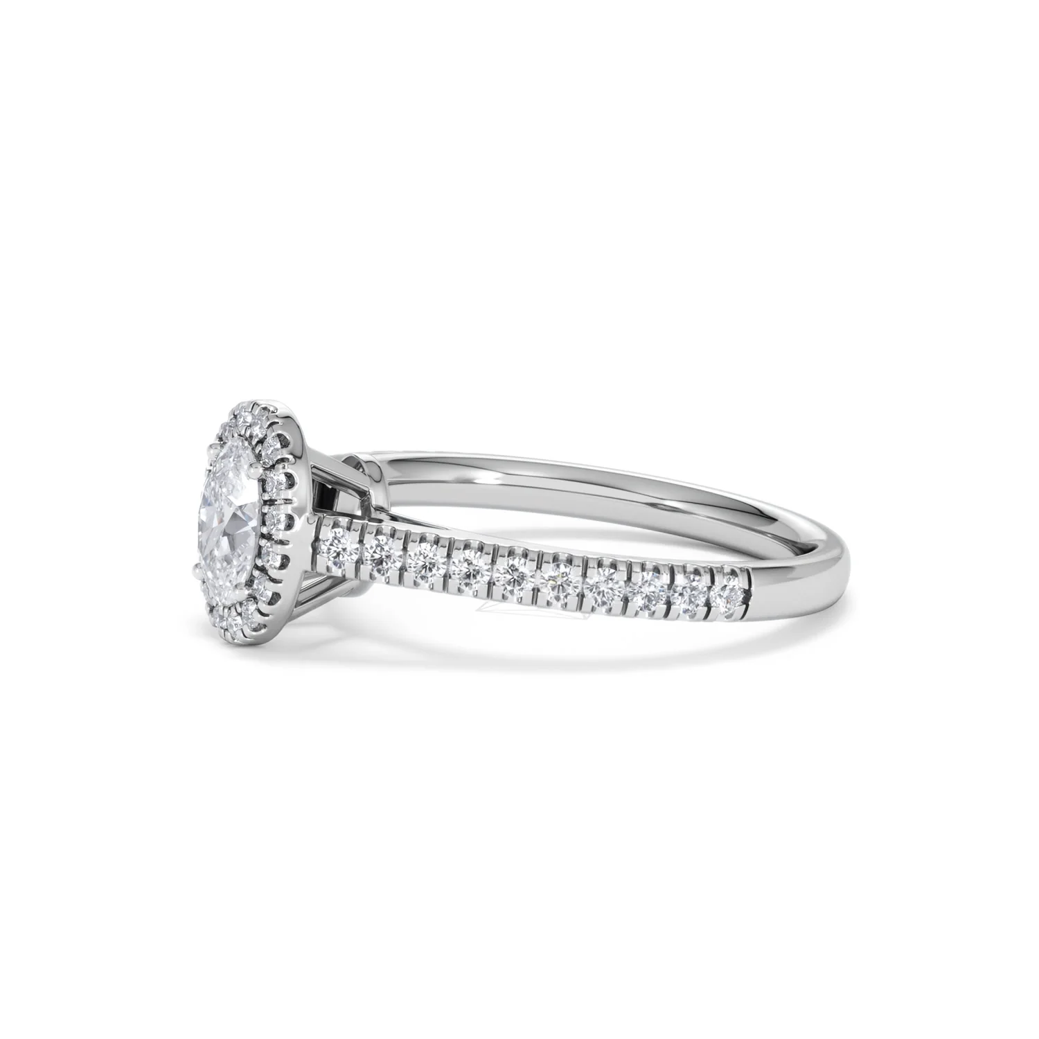 Georgina Lab Oval Diamond Halo Engagement Ring 18K White Gold 1.00ct F/VS1 - Image 76