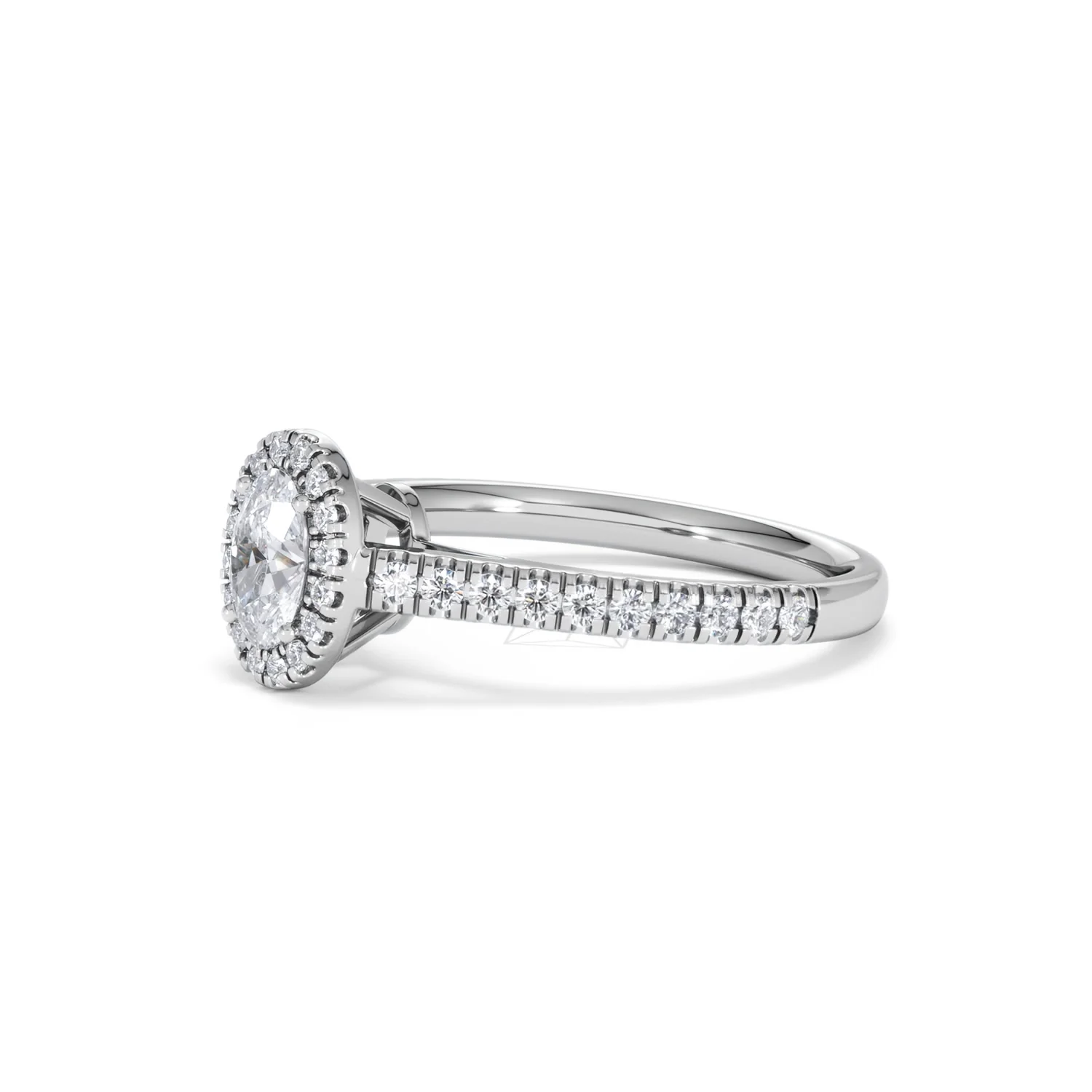 Georgina Lab Oval Diamond Halo Engagement Ring 18K White Gold 1.00ct F/VS1 - Image 78