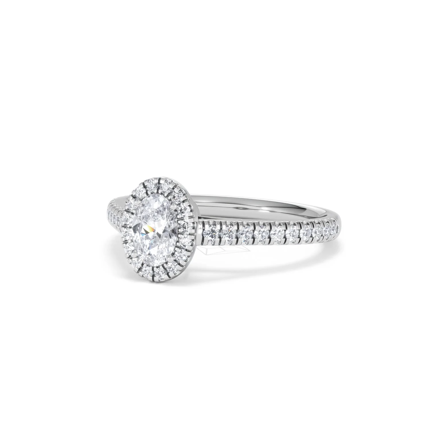 Georgina Lab Oval Diamond Halo Engagement Ring 18K White Gold 1.00ct F/VS1 - Image 84