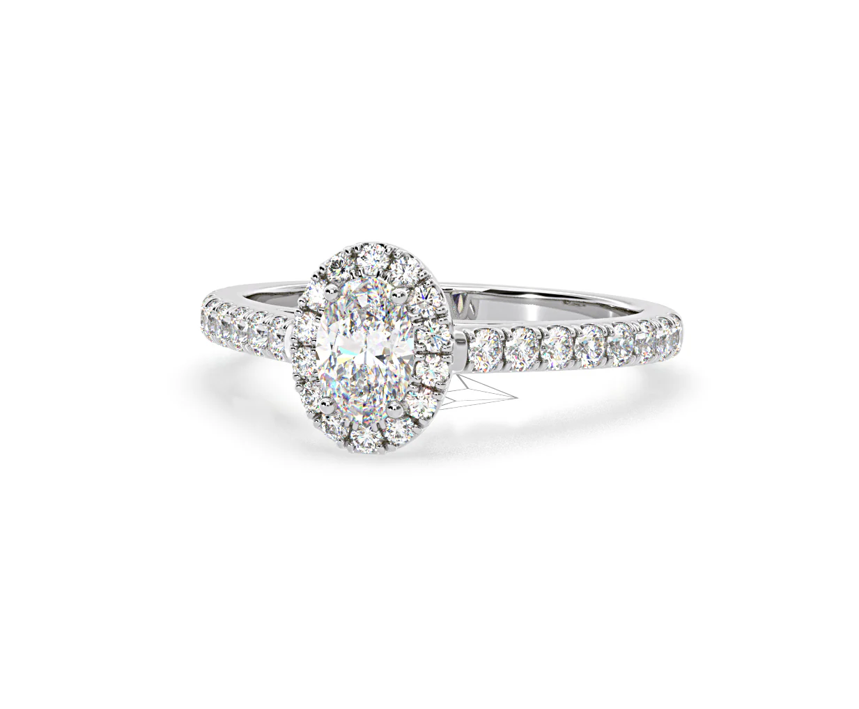 Georgina Lab Oval Diamond Halo Engagement Ring 18K White Gold 1.00ct F/VS1 - Image 93